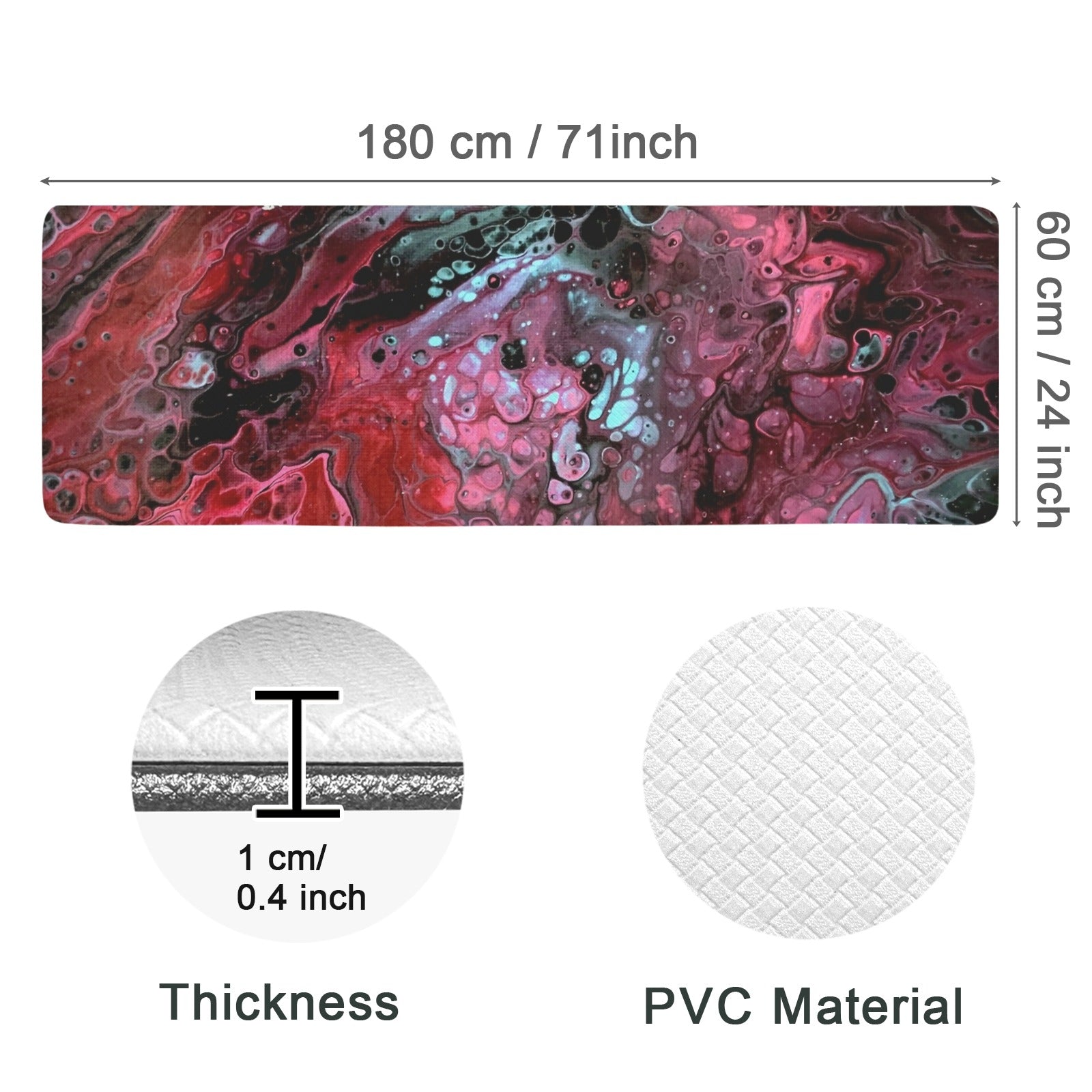 Deep Magenta PVC Anti-Fatigue Kitchen Mat 71x24inch