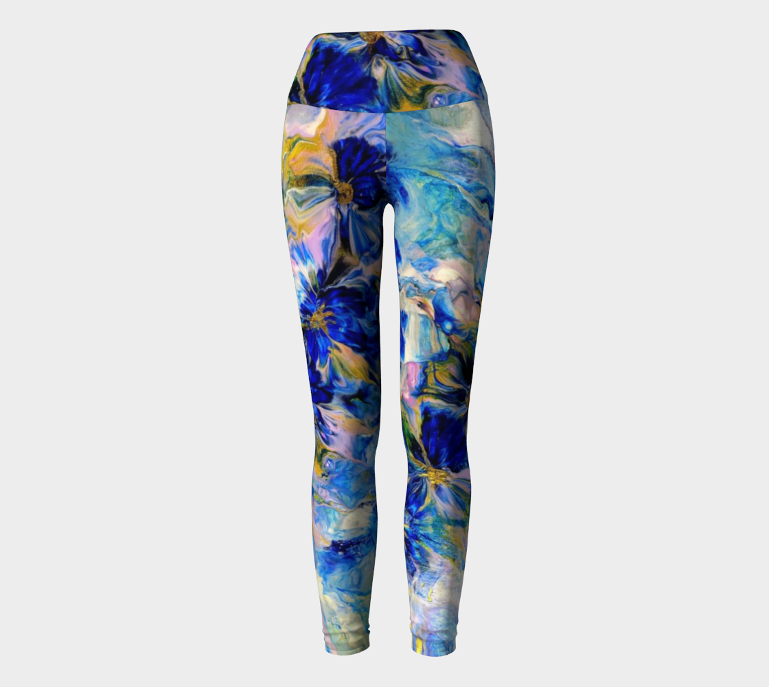 Royal Blue Garden- Yoga Leggings