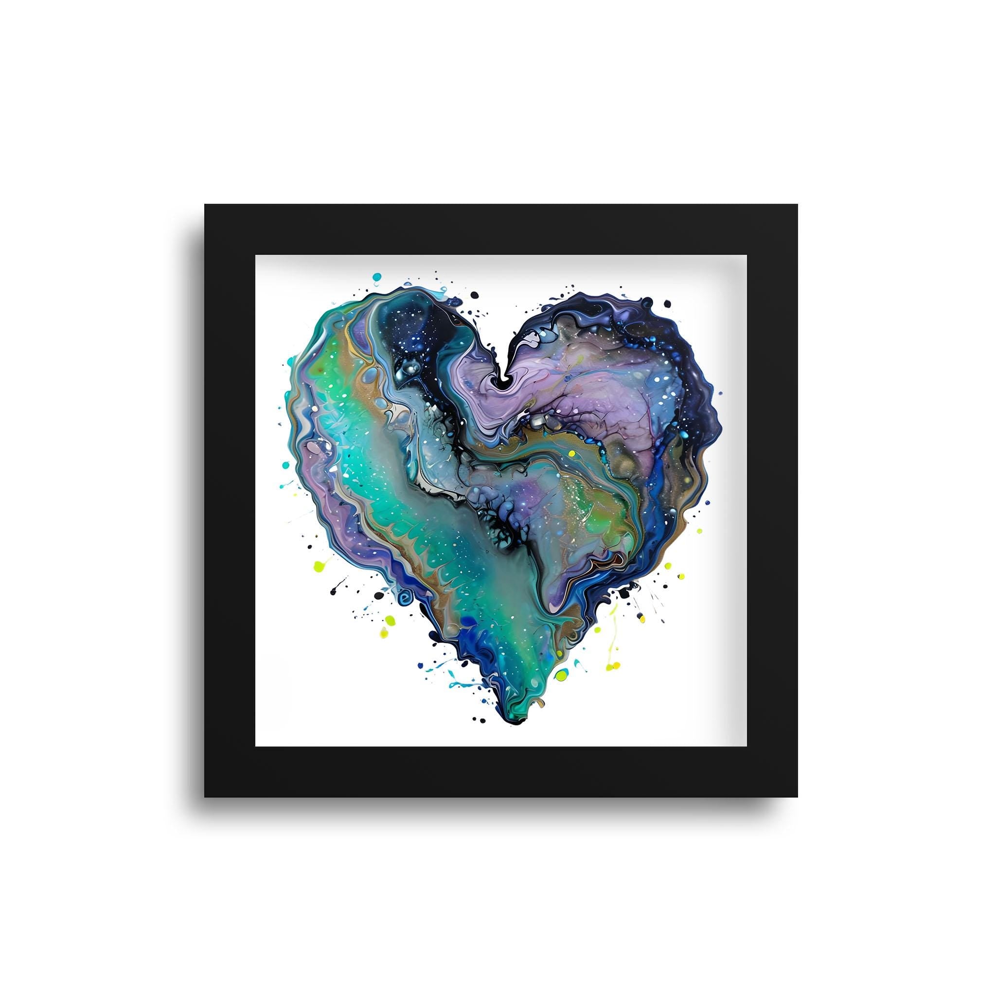 Fluid Art Heart (1) - Framed Art Print (1" frame)