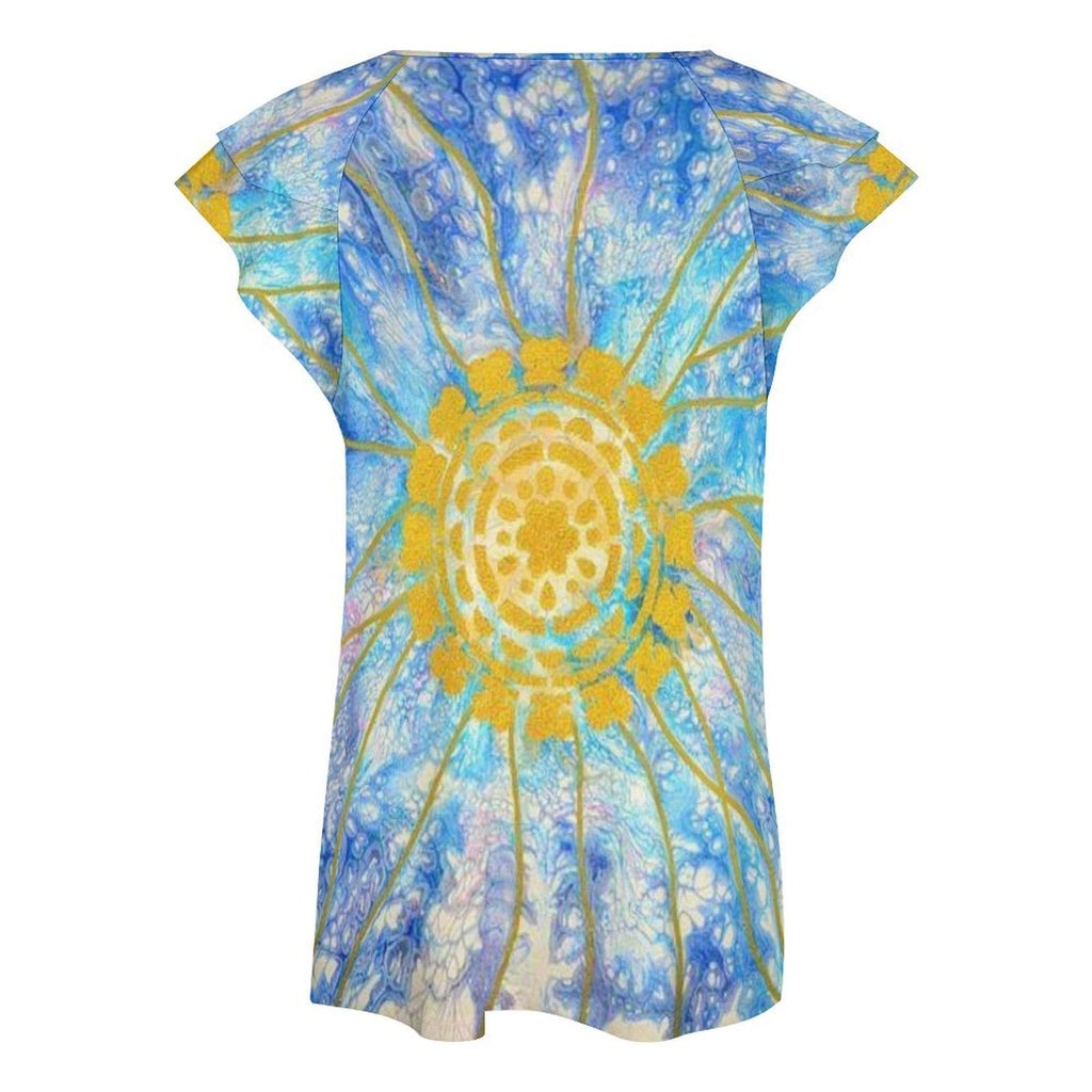 Serenity Women's Ruffle Sleeve V-Neck T-Shirt