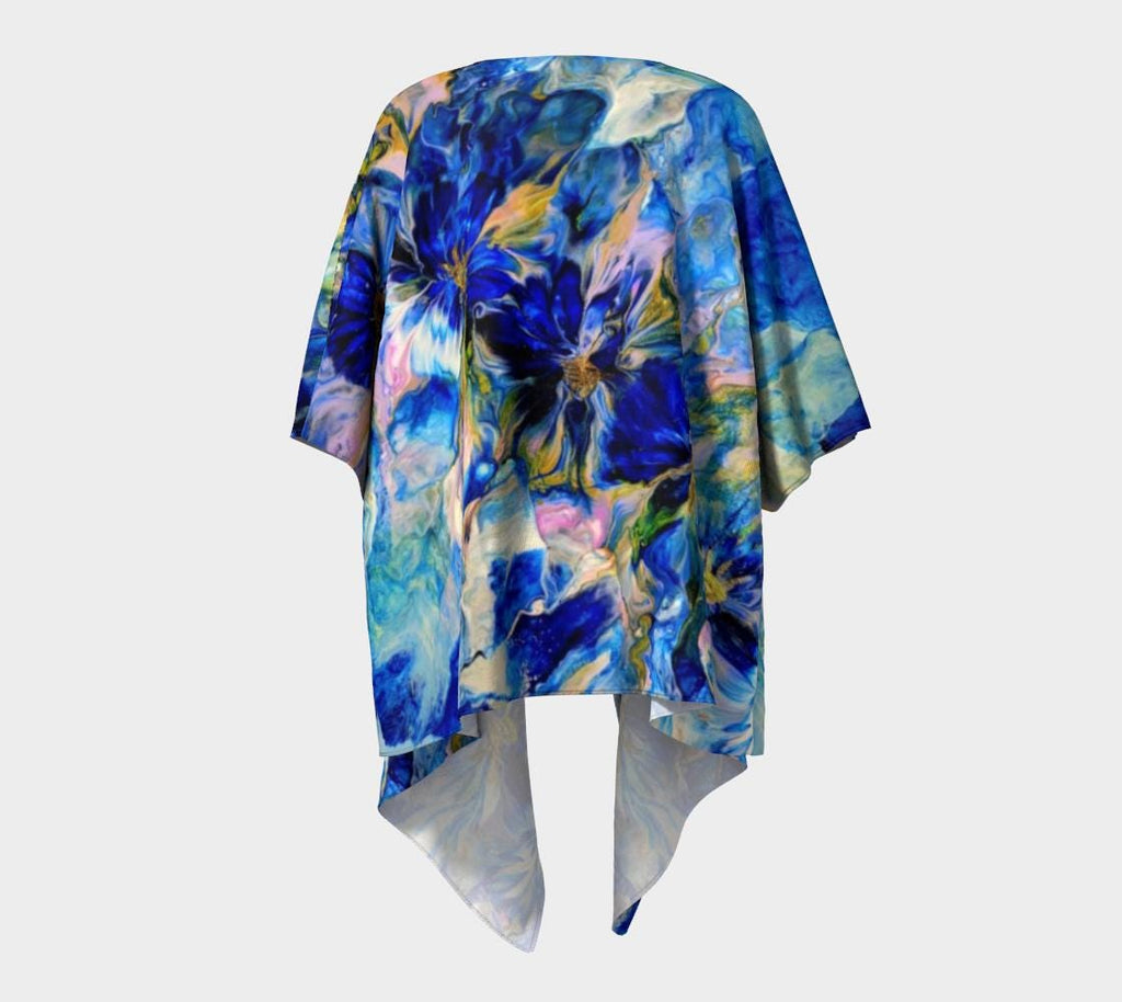 Royal Blue Garden Draped Kimono