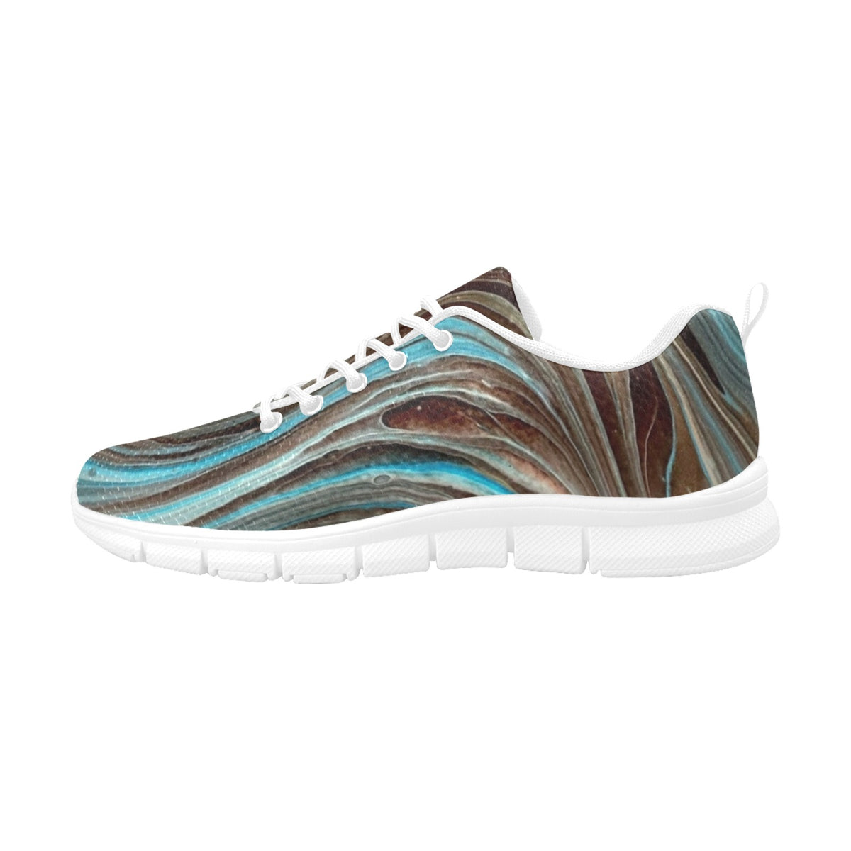 Losing My Marbles White Men's Breathable Running Shoes (Model 055)