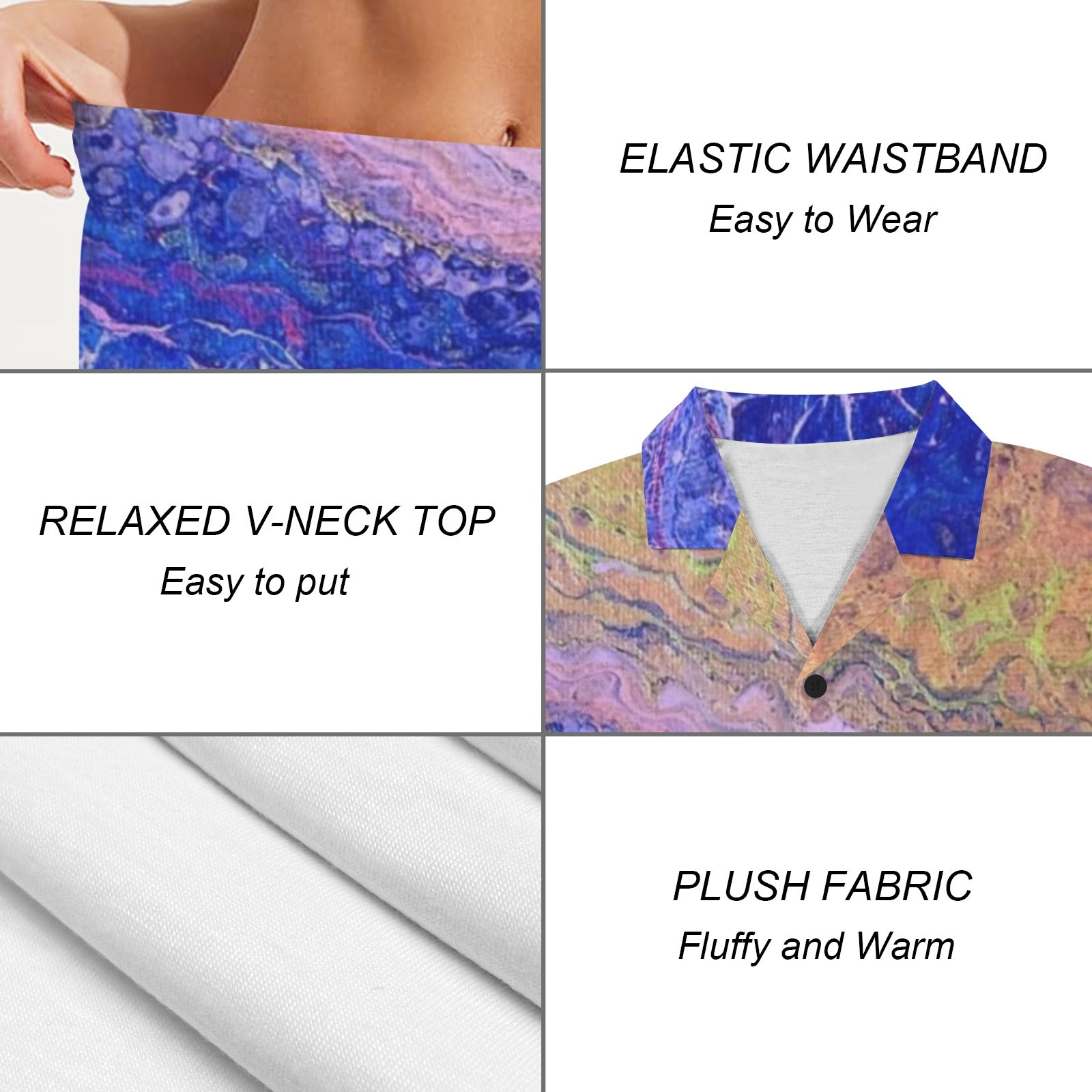 Tie Dye Delight Women's V-Neck Short Pajama Set