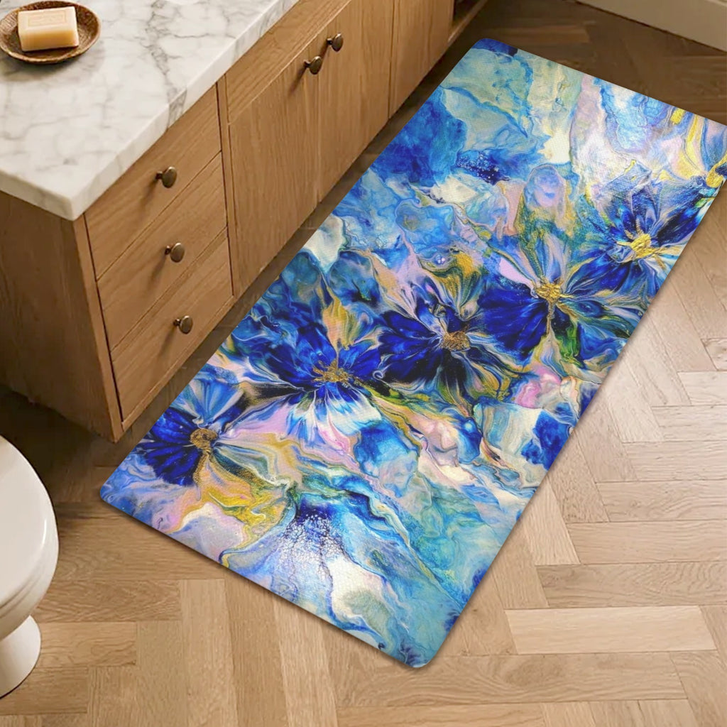 Royal Blue Garden PVC Anti-Fatigue Kitchen Mat 48x24inch