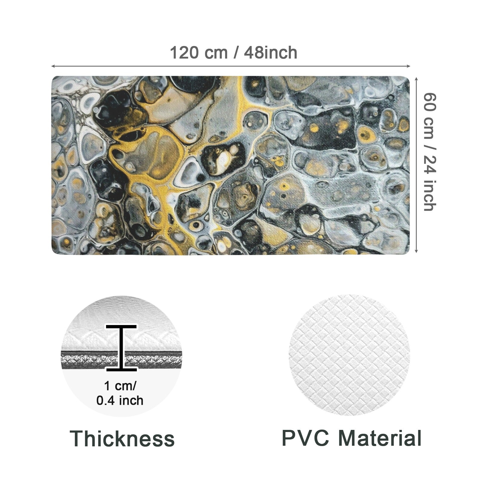 Stone Art PVC Anti-Fatigue Kitchen Mat 48x24inch