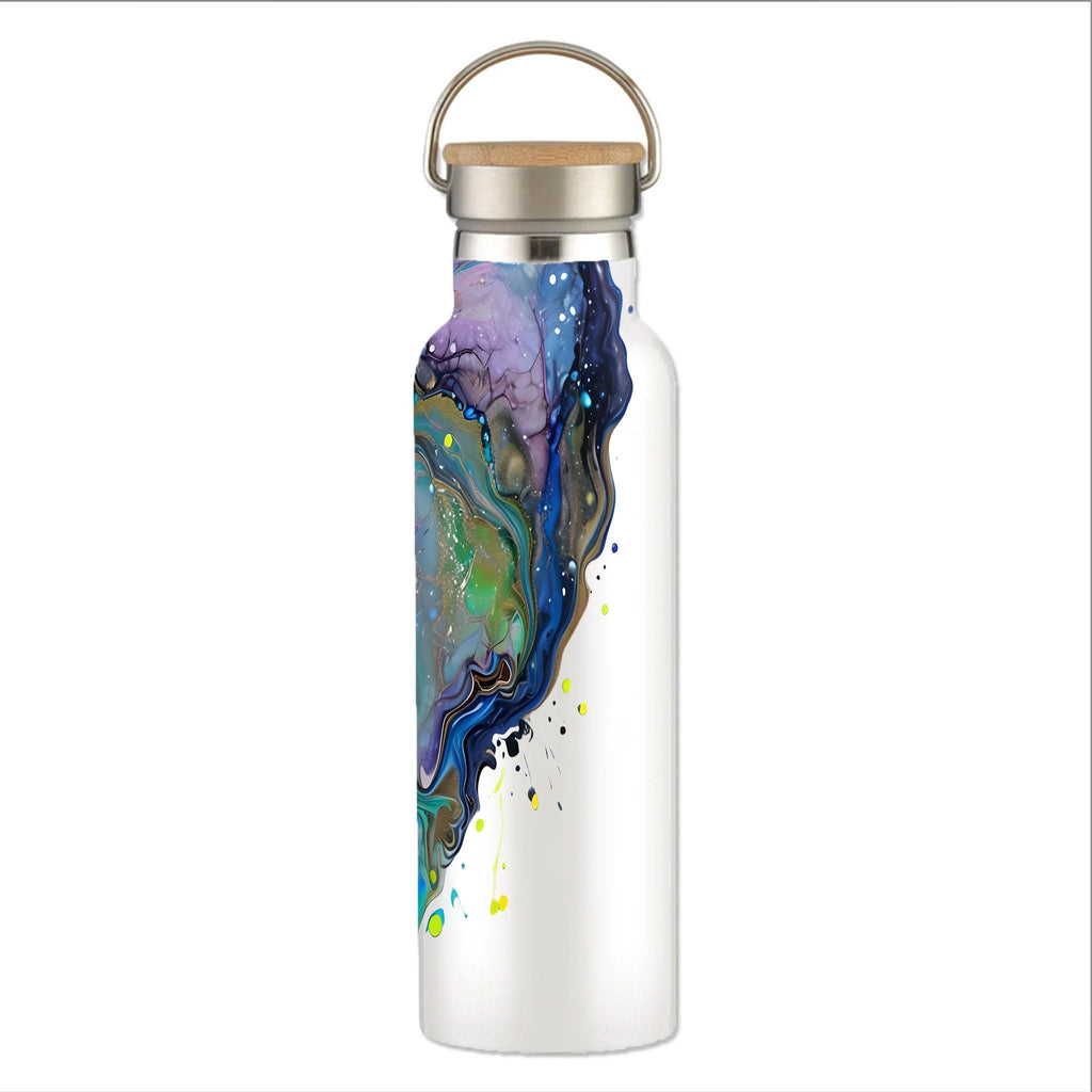 Fluid Art Heart - Stainless Steel Water Bottle with Bamboo Lid