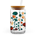 Happy Valley Pattern - 16oz Glass Can with Bamboo Lid & Straw