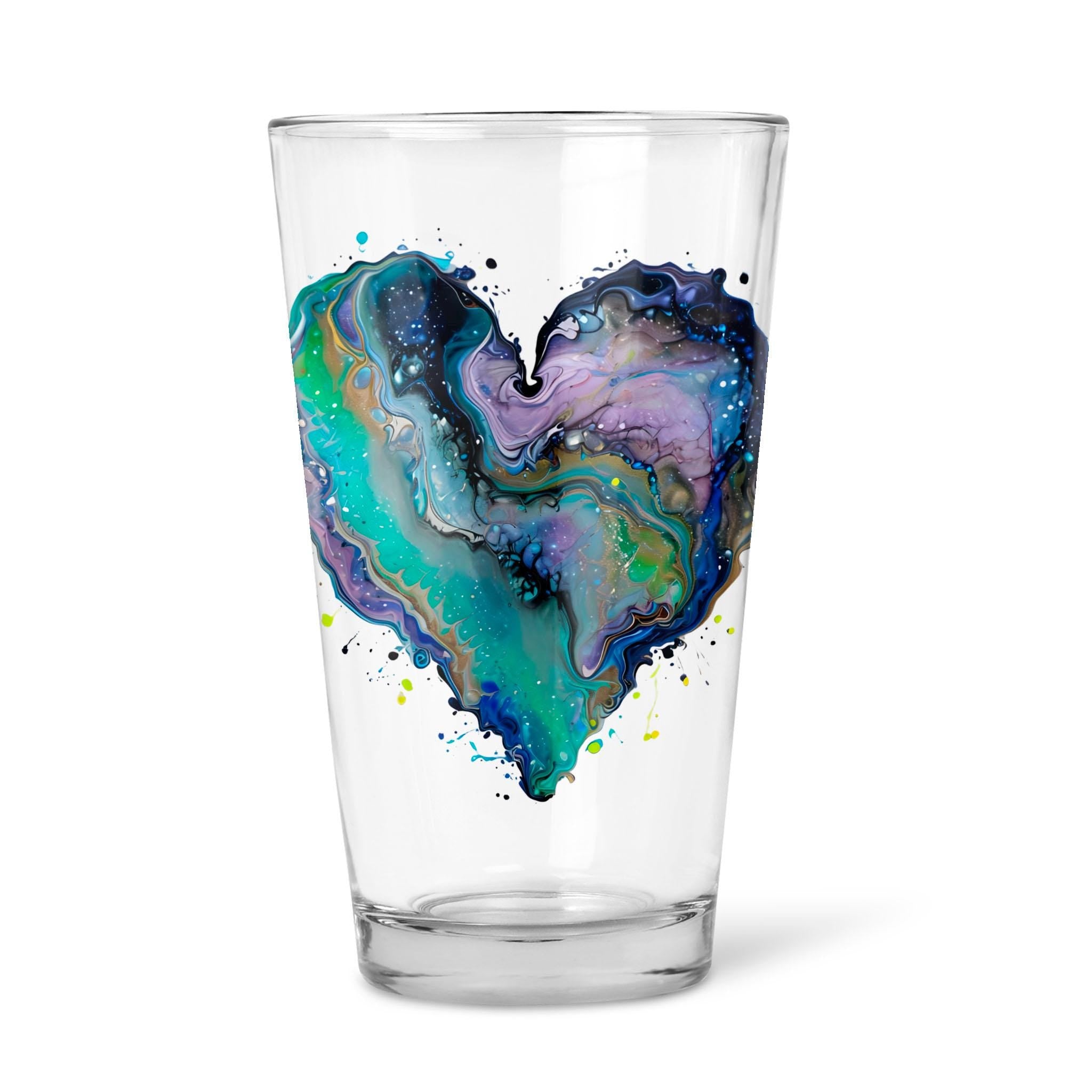 Fluid Art Heart - 16oz Pint Beer Glass