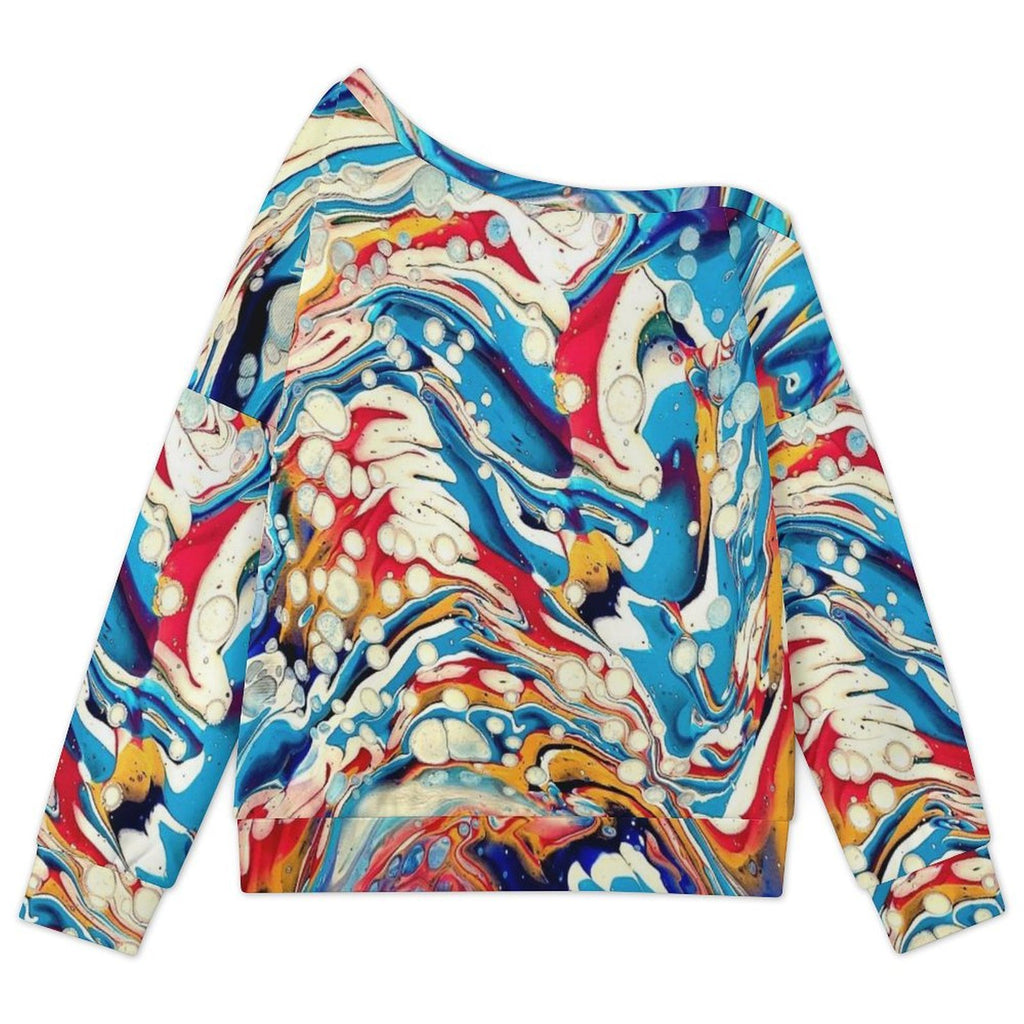 Color Me Happy Women's Off-shoulder Long Sleeve Sweatshirt