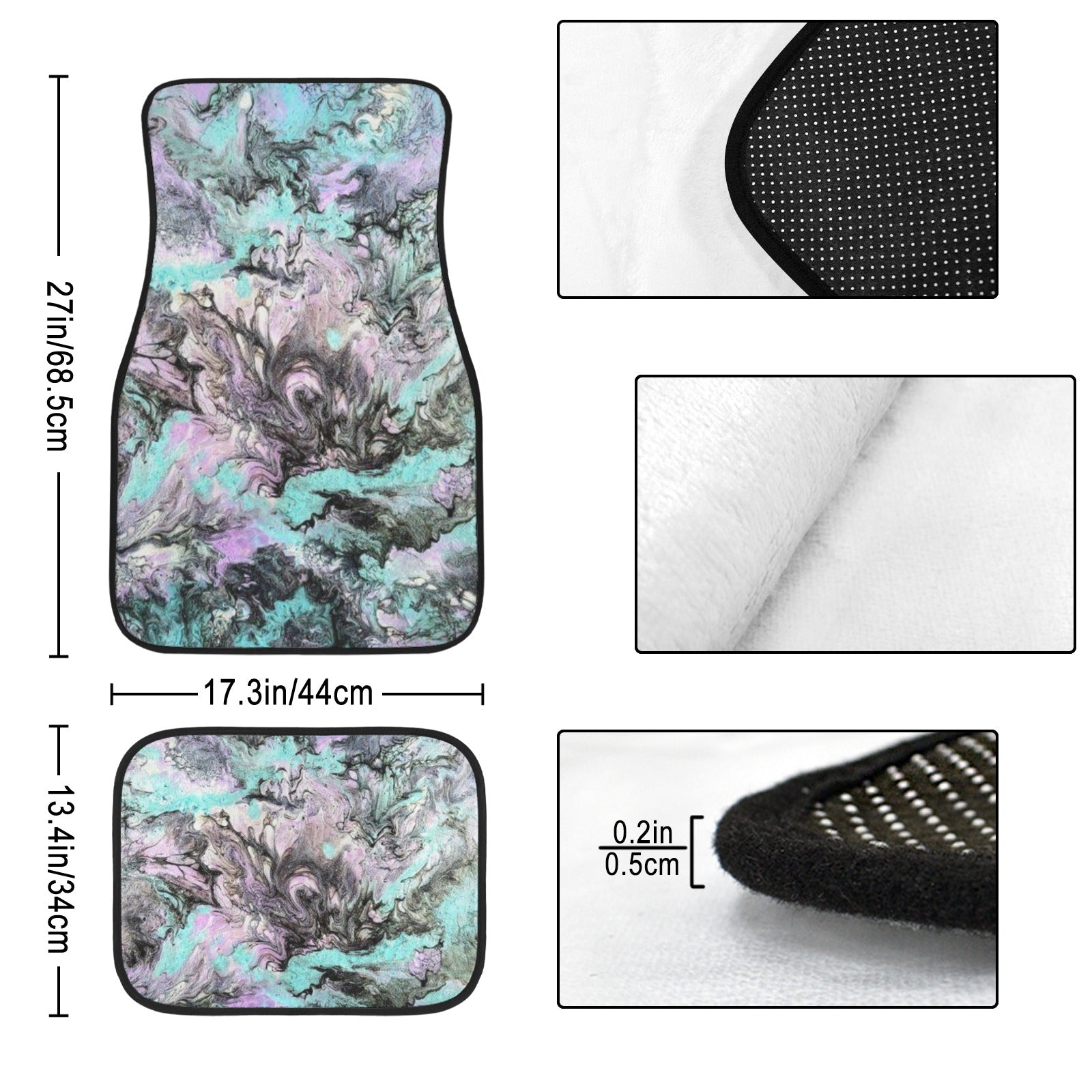 Turquoise Splash 4-Piece Car Floor Mats