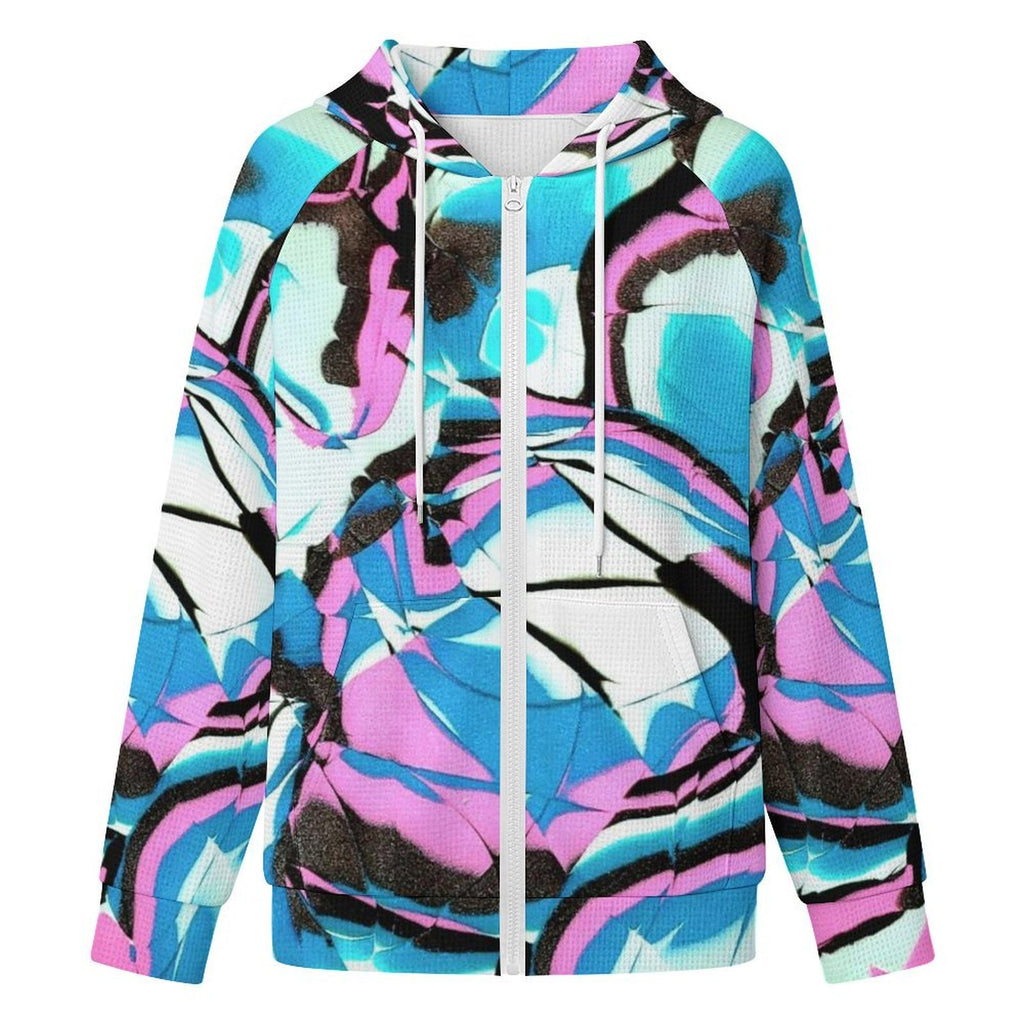 Glow Party - Women's Full-zip Hoodie with Drawstring