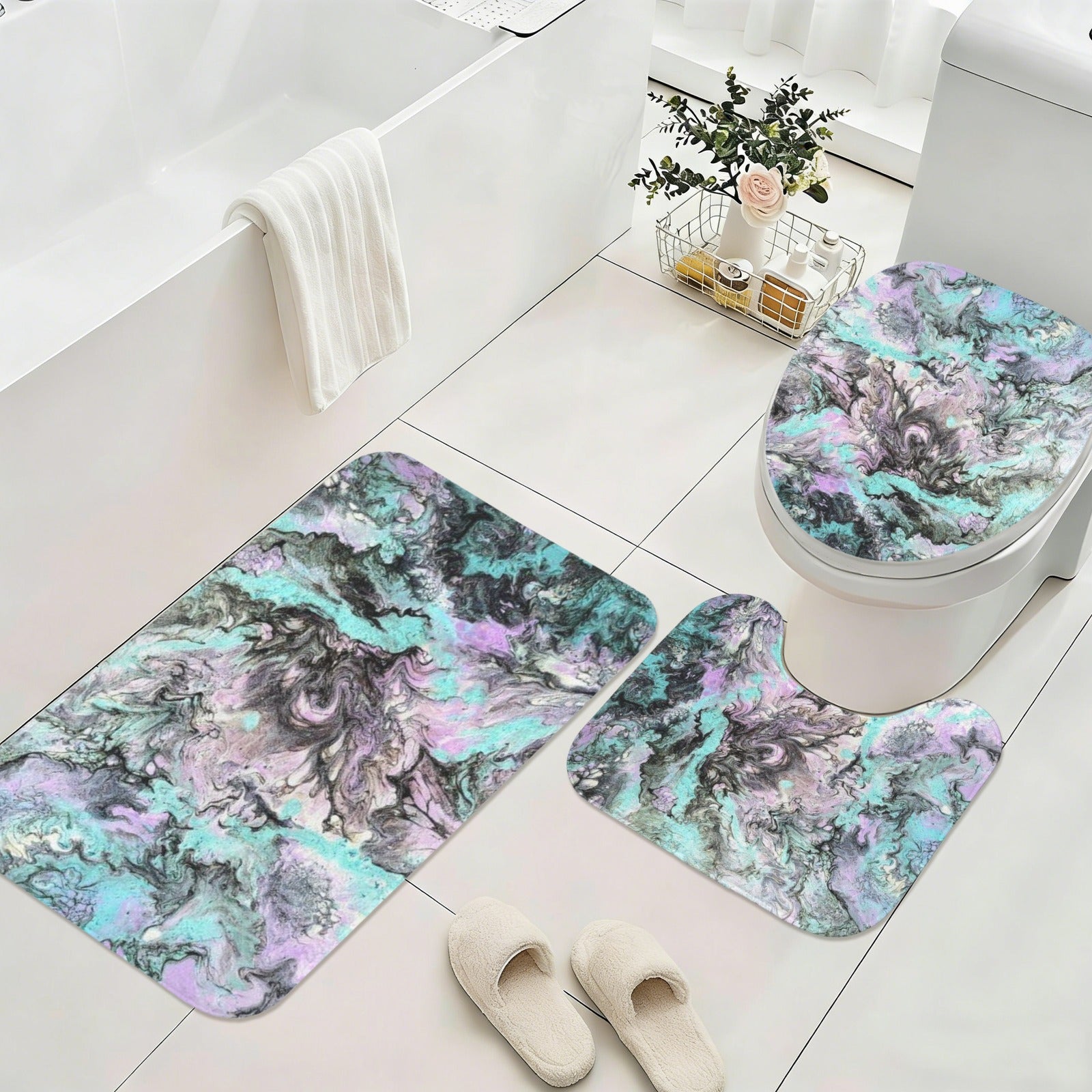 Turquoise Splash 3-Piece Bathroom Rug Set