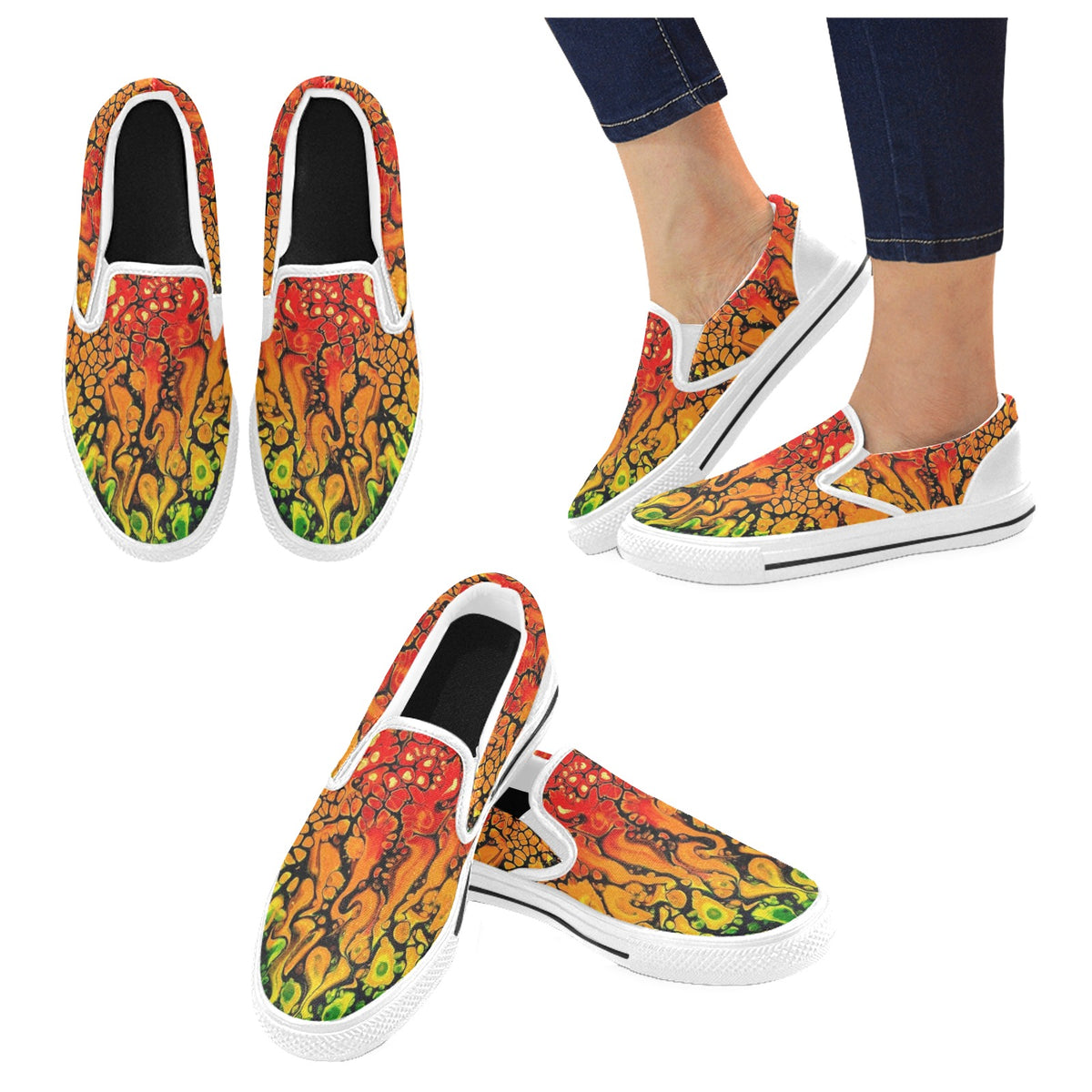 Fire - Men's Slip-On Canvas Shoes