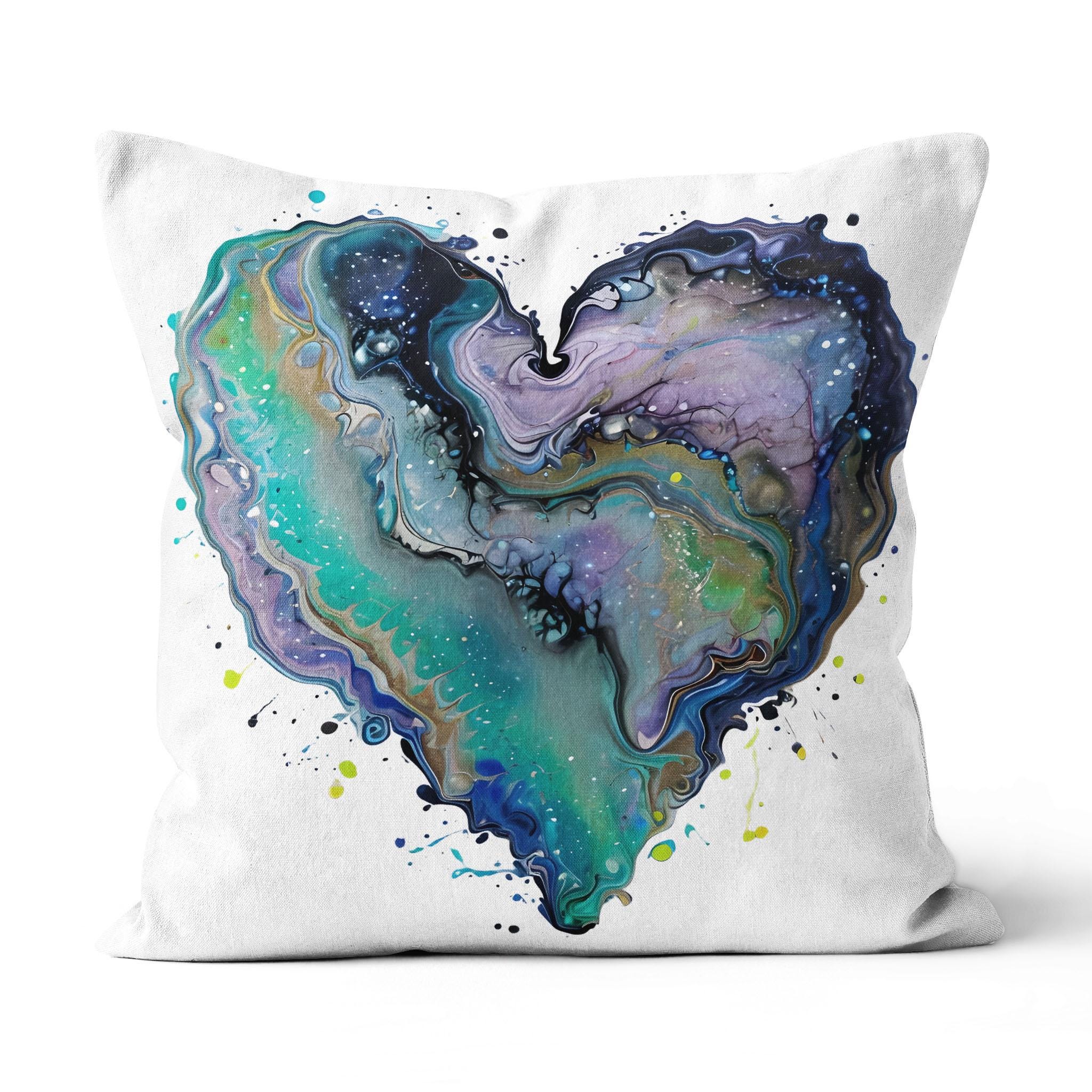 Fluid Art Heart (1) - Canvas Throw Pillow