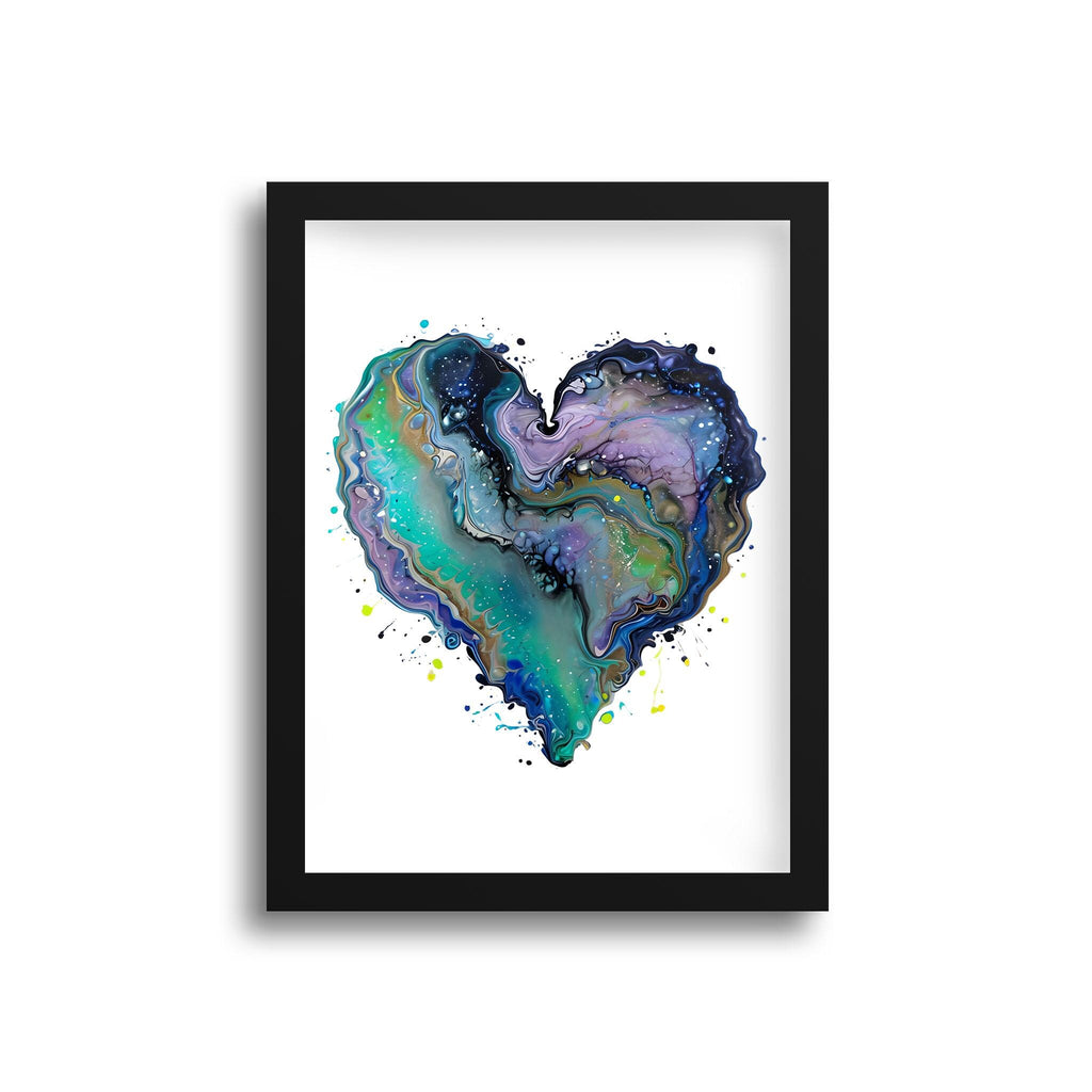 Fluid Art Heart (1) - Framed Art Print (1" frame)