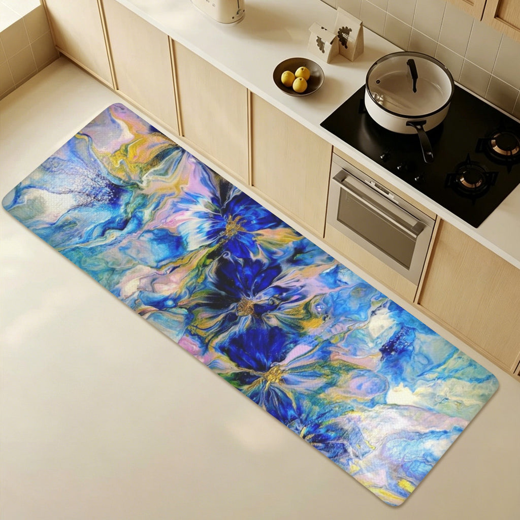 Royal Blue Garden PVC Anti-Fatigue Kitchen Mat 71x24inch
