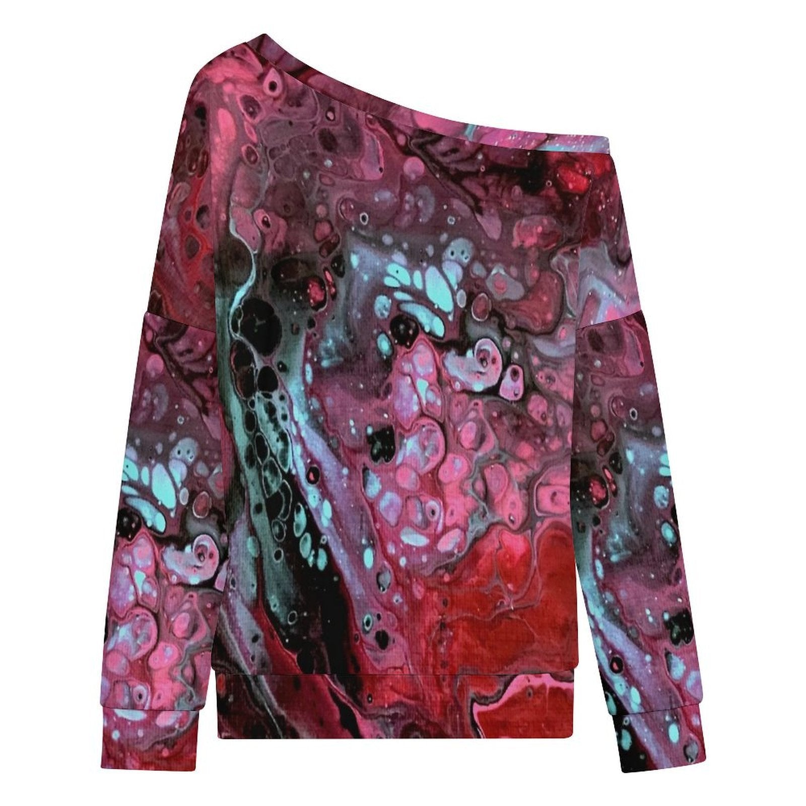 Deep Magenta Women's Off-shoulder Long Sleeve Sweatshirt