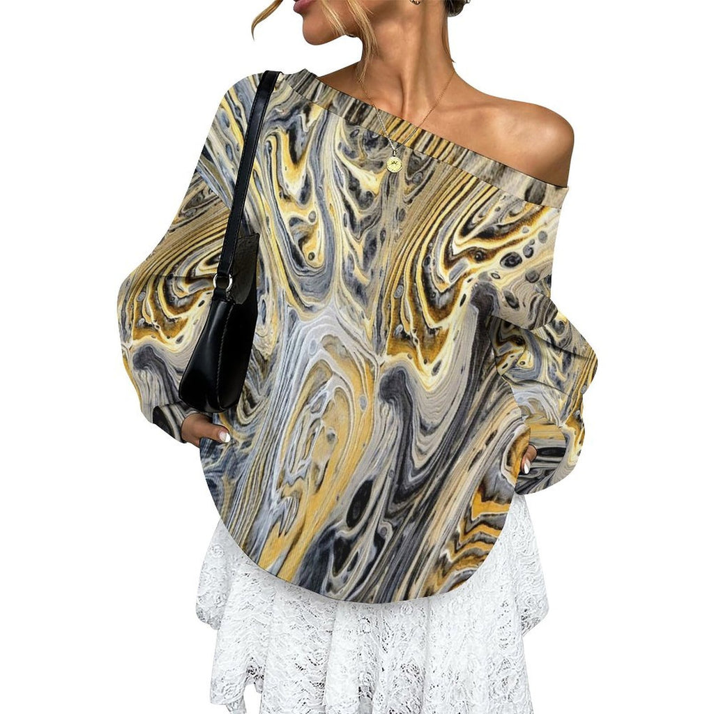 Metallurgy Women's Off-shoulder Long Sleeve Sweatshirt