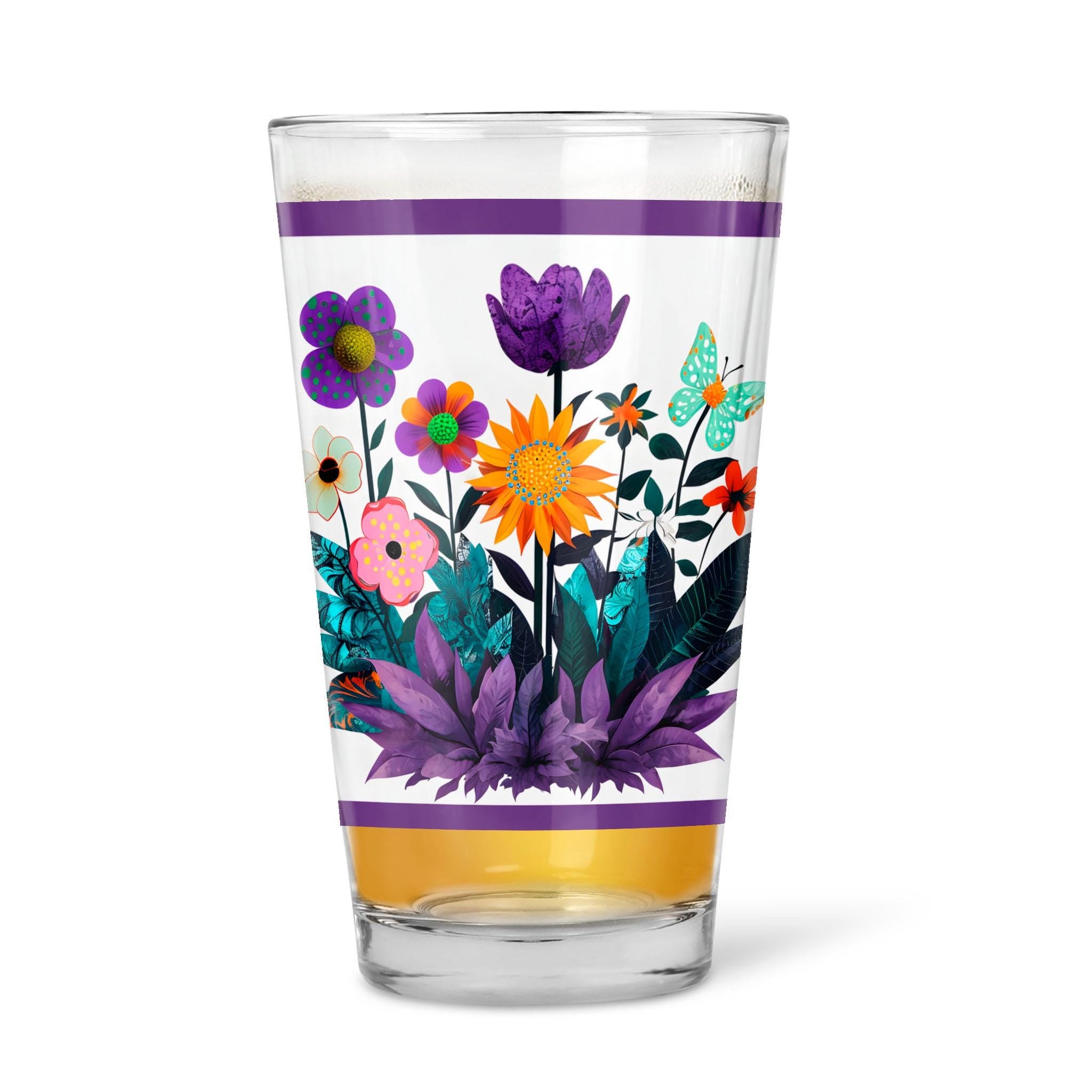 Abstract Purple Garden - 16oz Pint Beer Glass