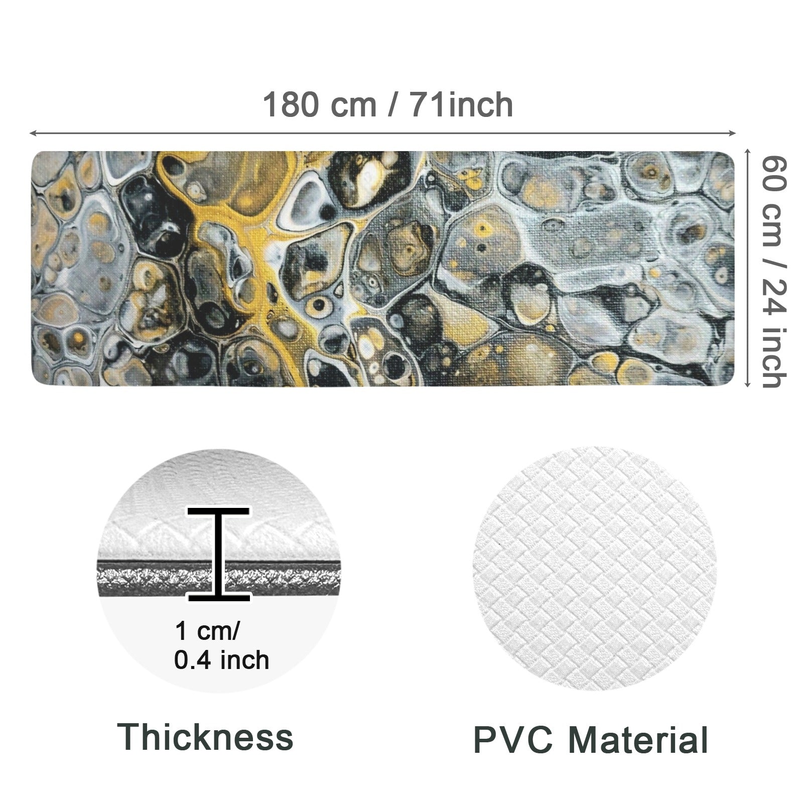 Stone Art PVC Anti-Fatigue Kitchen Mat 71x24inch