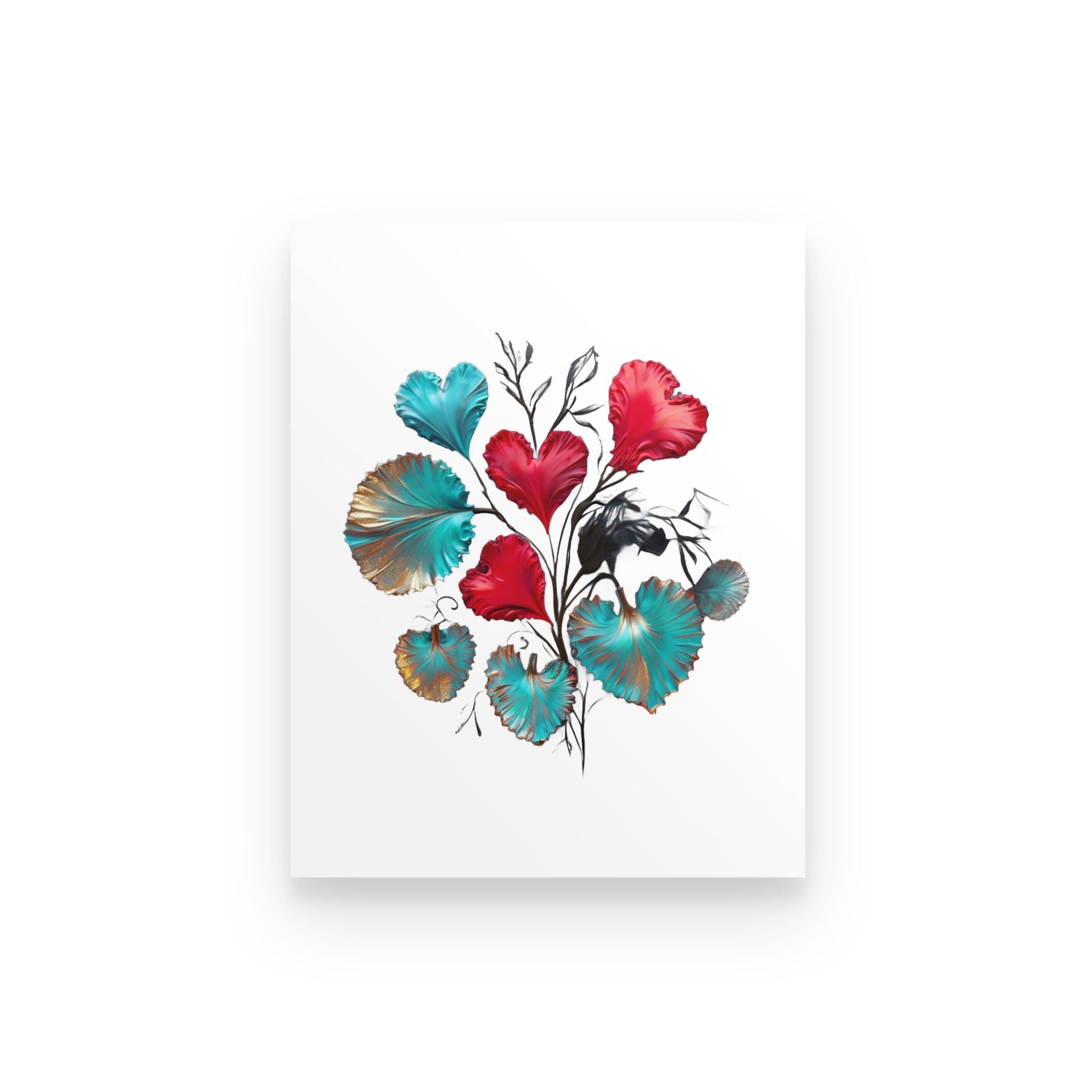 Hearts Floral Art Print – Whimsical Foliage Poster