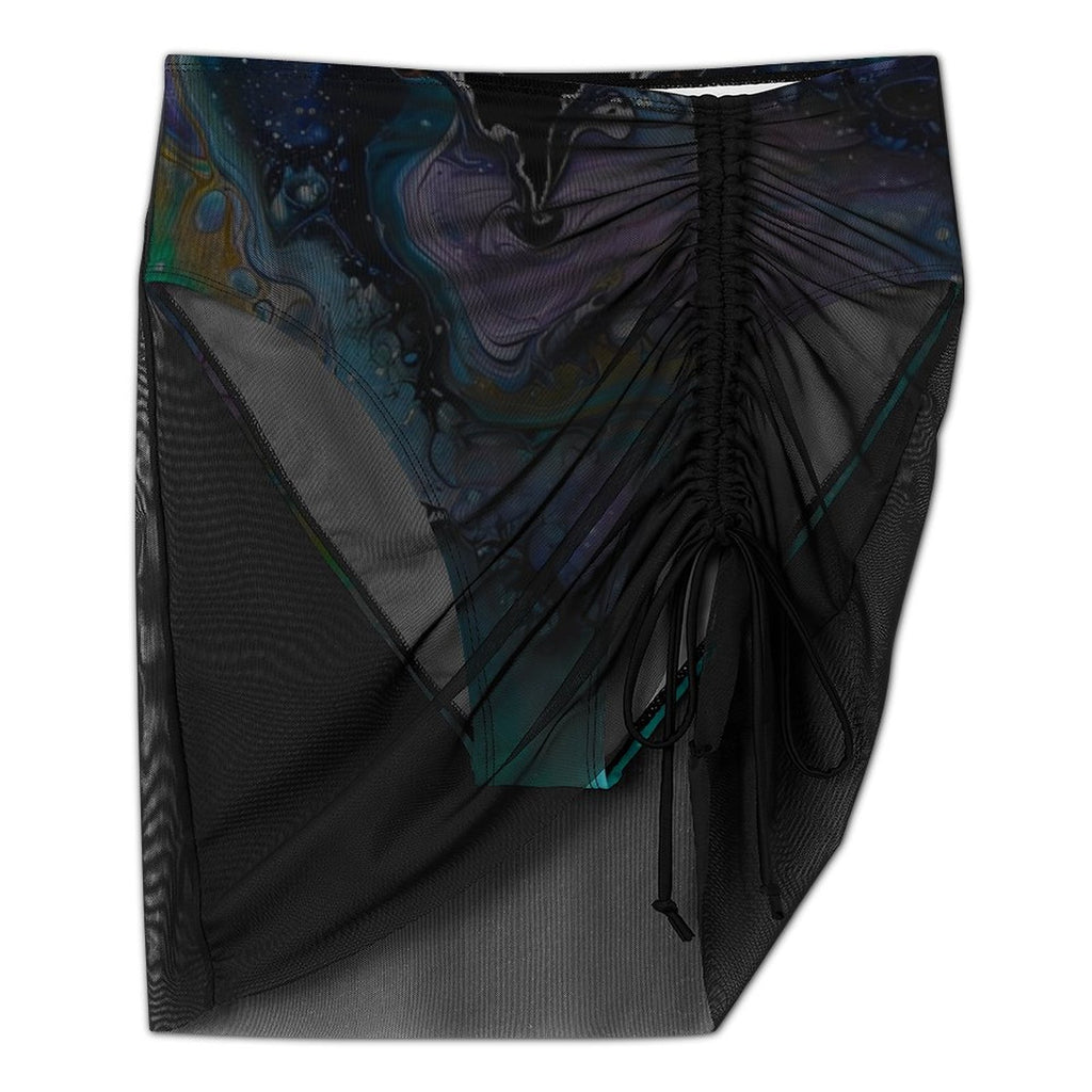 Fluid Art Heart - Design Women's Mesh Drawstring Skirt and Swimsuit Set