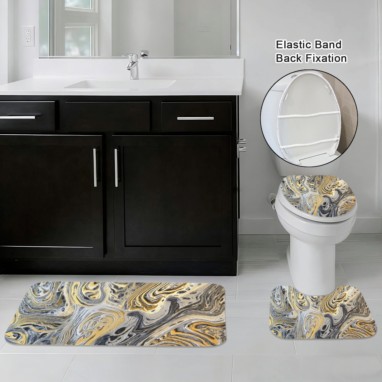 Metallurgy 3-Piece Bathroom Rug Set