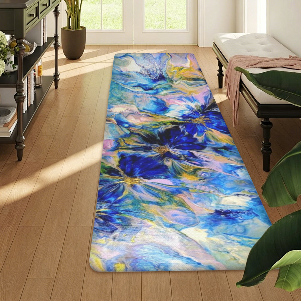 Royal Blue Garden PVC Anti-Fatigue Kitchen Mat 71x24inch