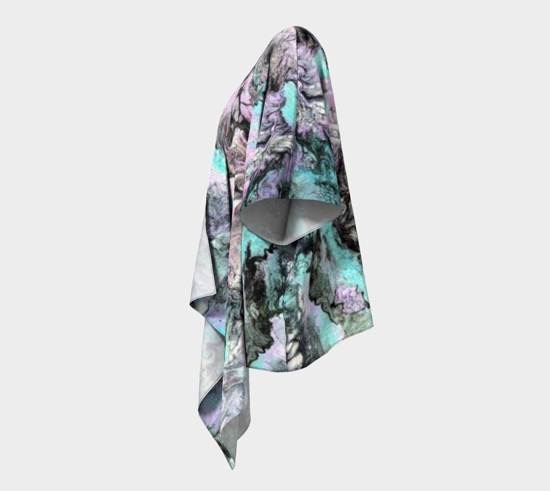 Turquoise Splash Draped Kimono