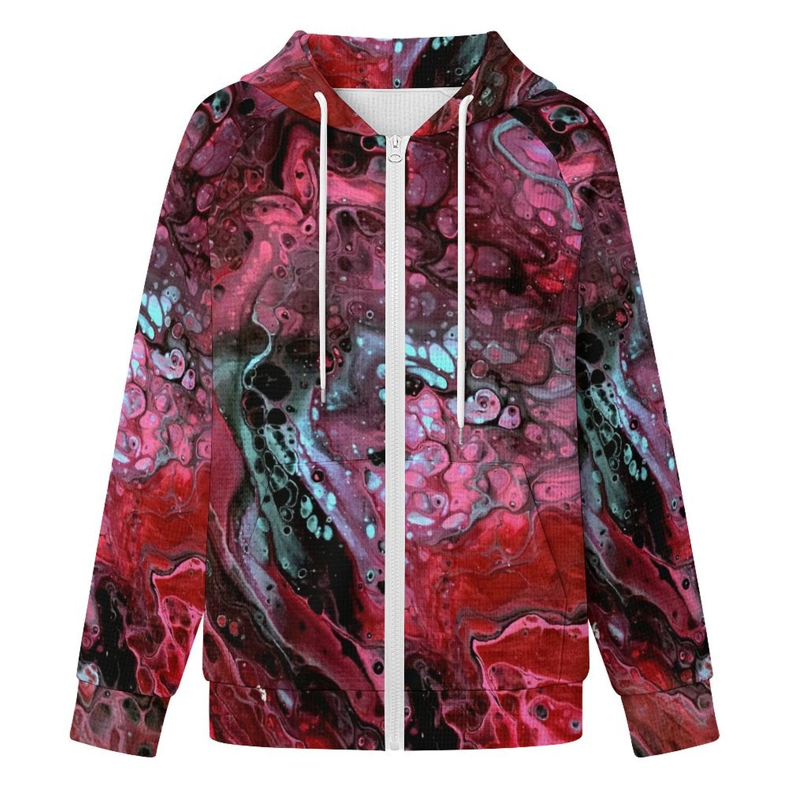 Deep Magenta - Women's Full-zip Hoodie with Drawstring