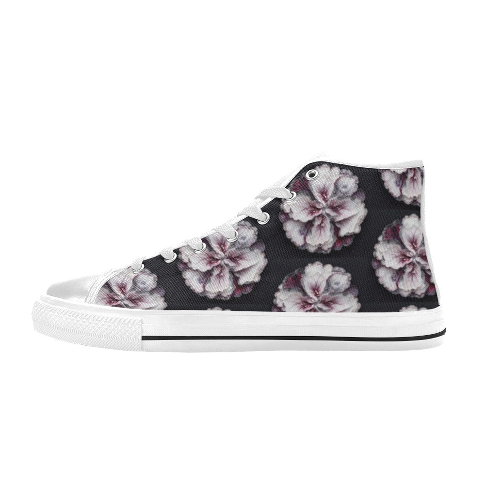 Black Floral - Women's Classic High Top Canvas Shoes