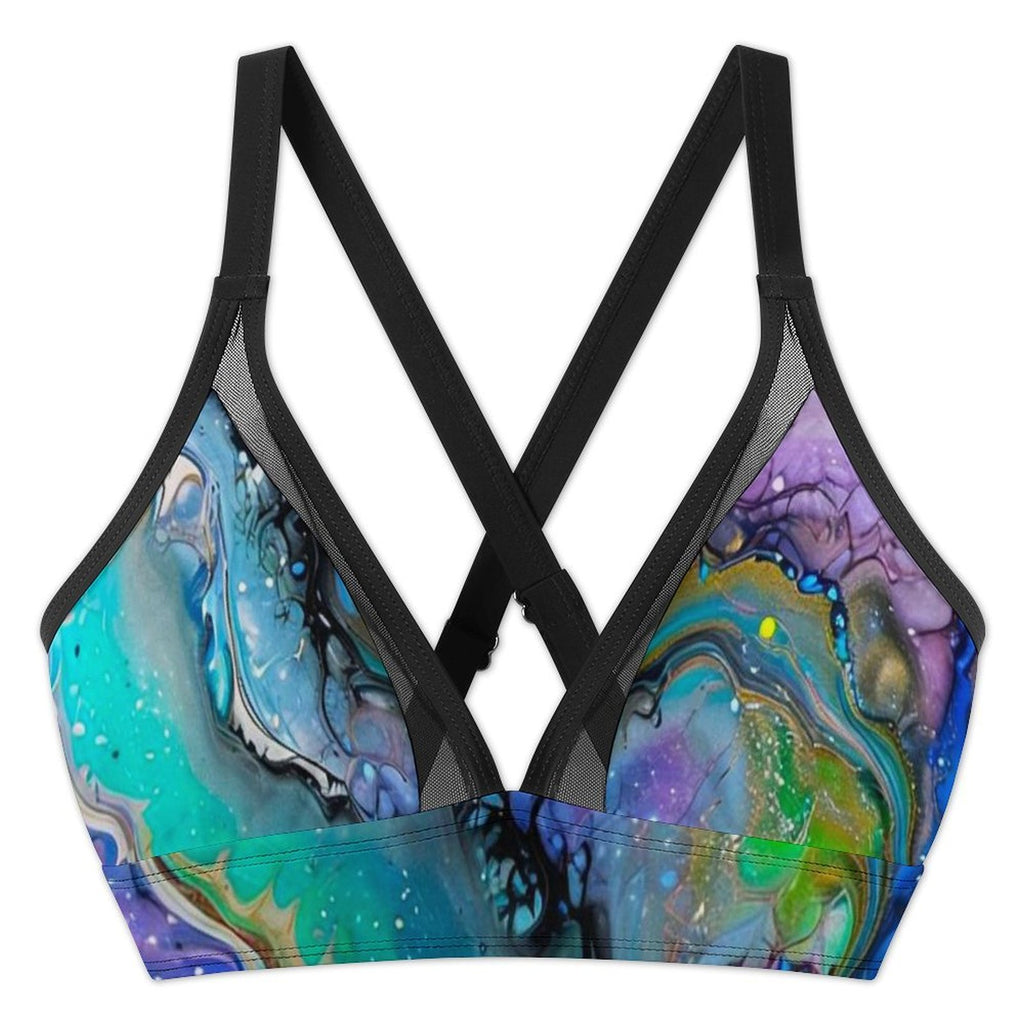 Fluid Art Heart - Design Women's Mesh Drawstring Skirt and Swimsuit Set