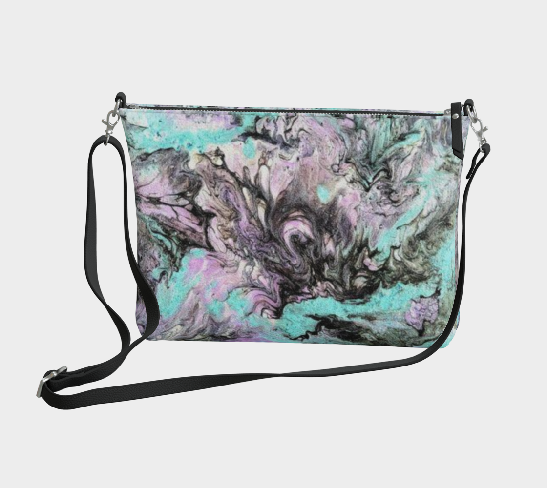 Turquoise Splash - Vegan Leather Crossbody Purse