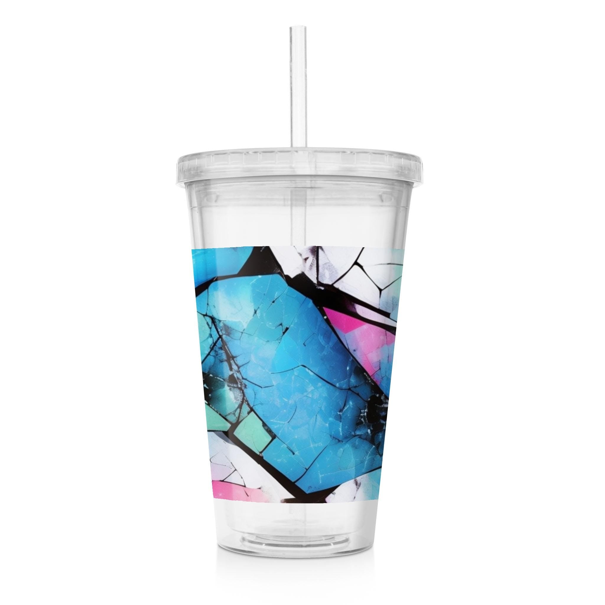 Mystical Mosaic - Clear Acrylic Tumbler w/Straw & Lid