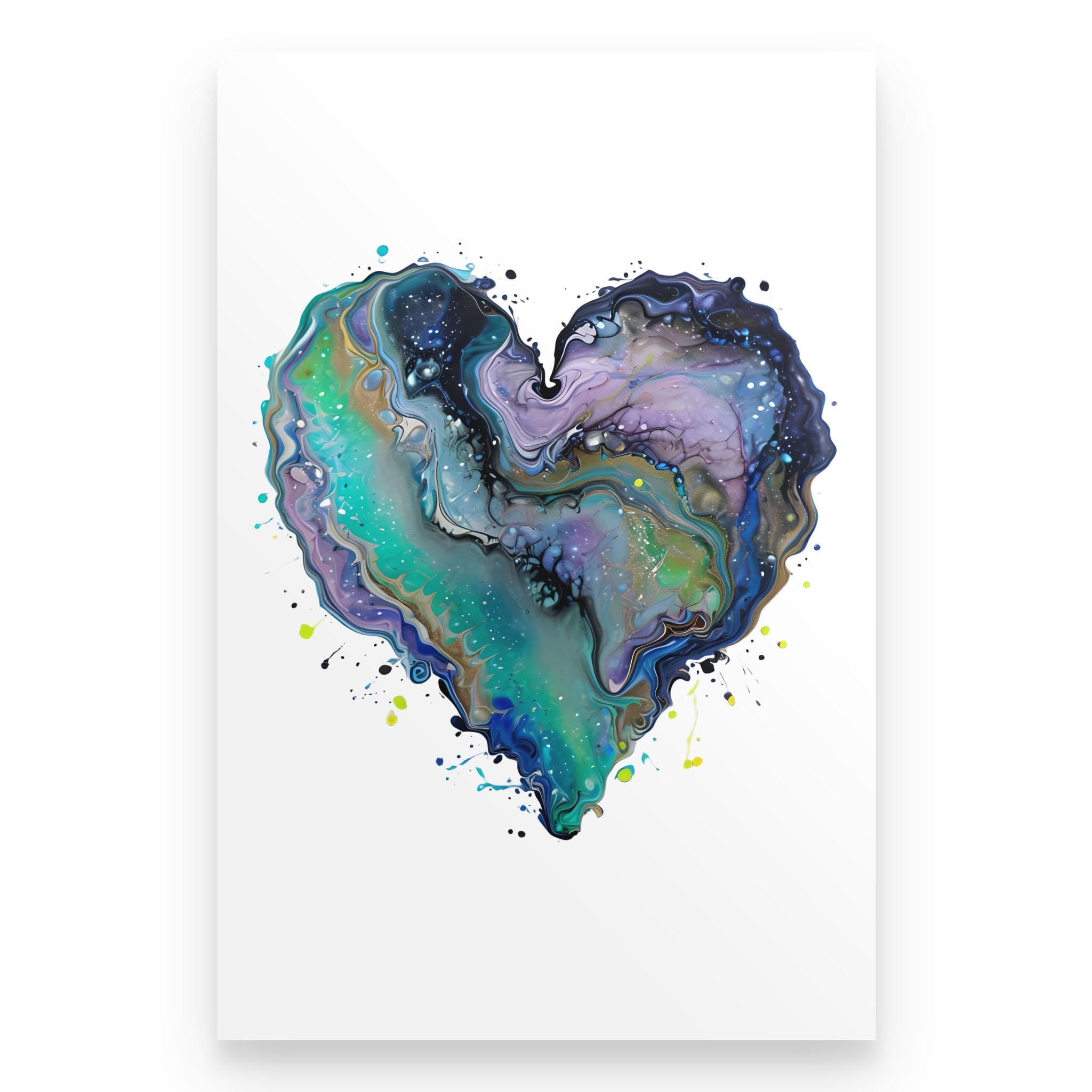 Fluid Art Heart Poster – Modern Home Decor