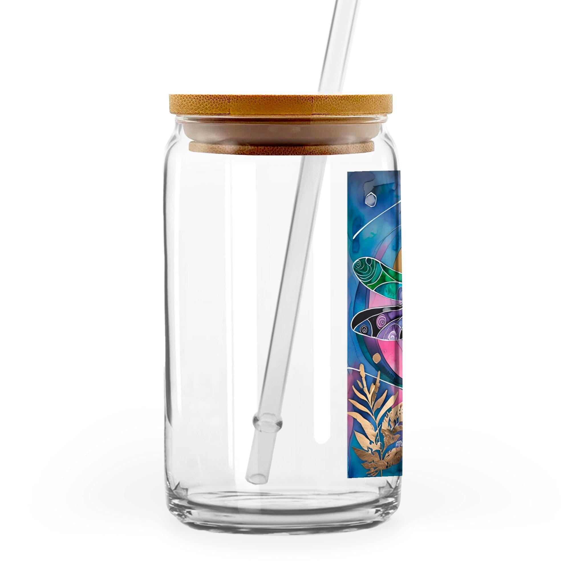 Dragonfly Sun - 16oz Glass Can with Bamboo Lid & Straw
