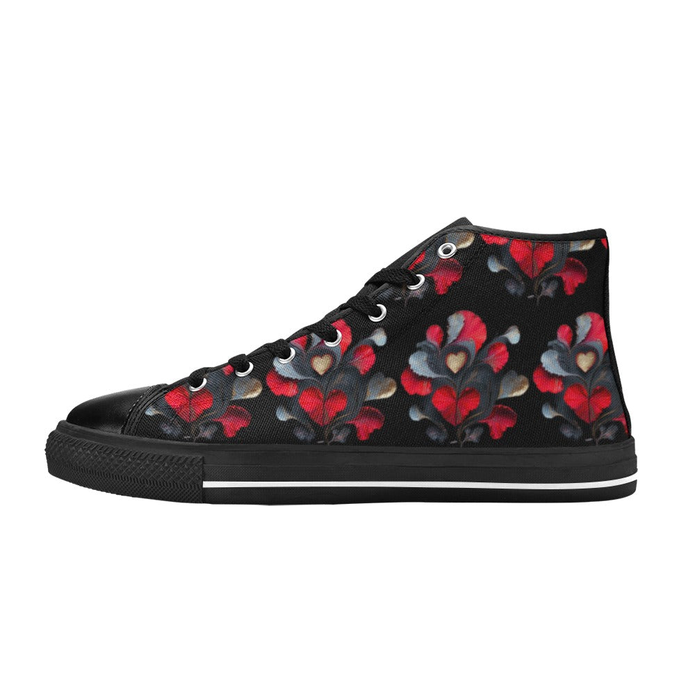 Abstract Hearts - Women's Classic High Top Canvas Shoes