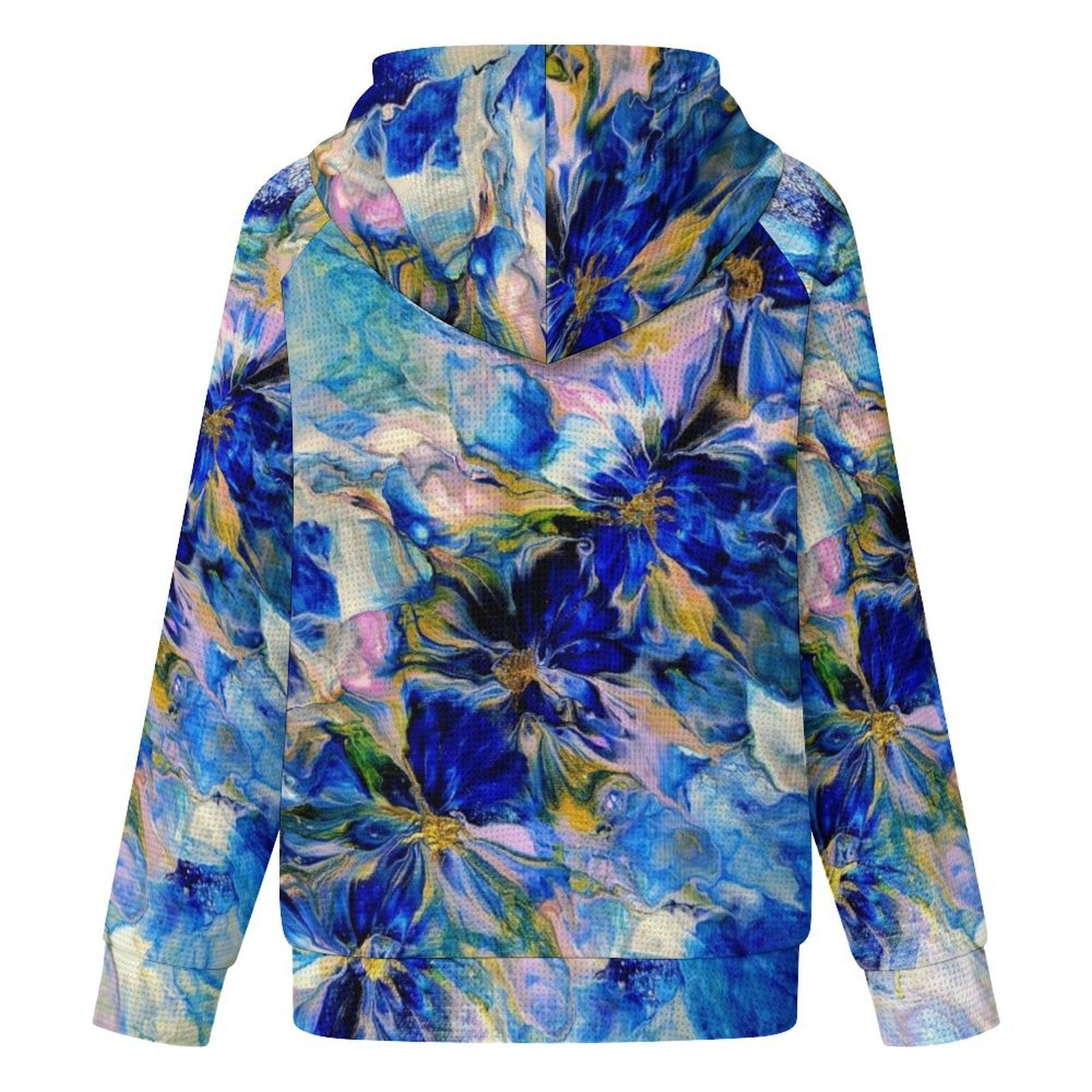 Royal Blue Garden - Women's Full-zip Hoodie with Drawstring