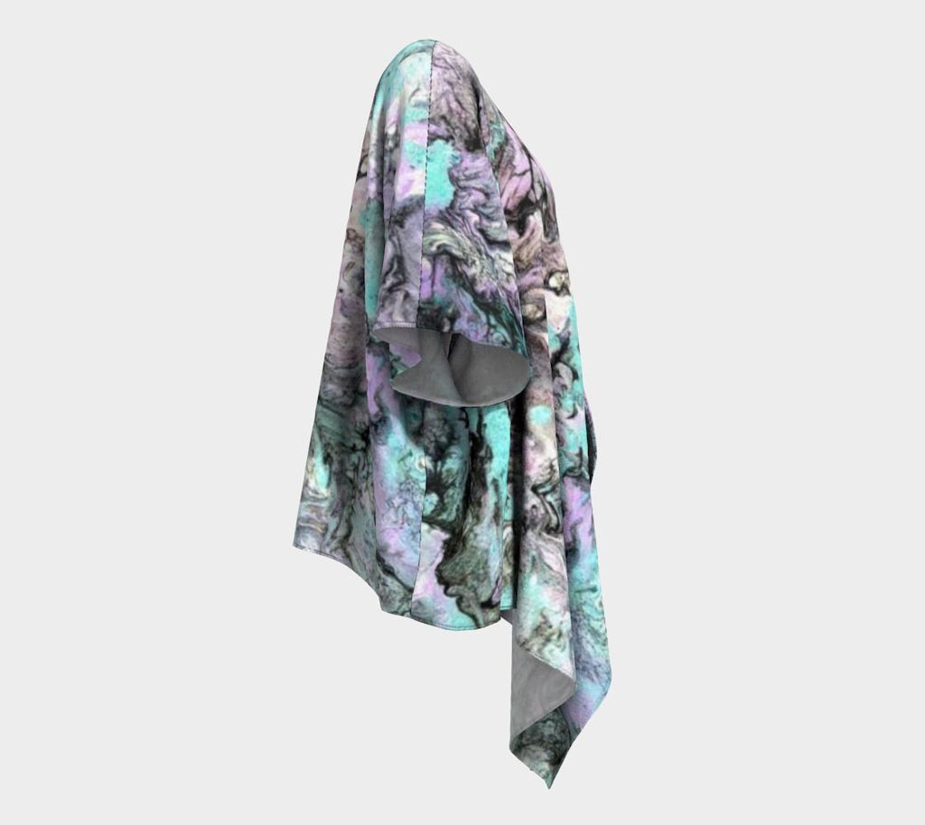 Turquoise Splash Draped Kimono
