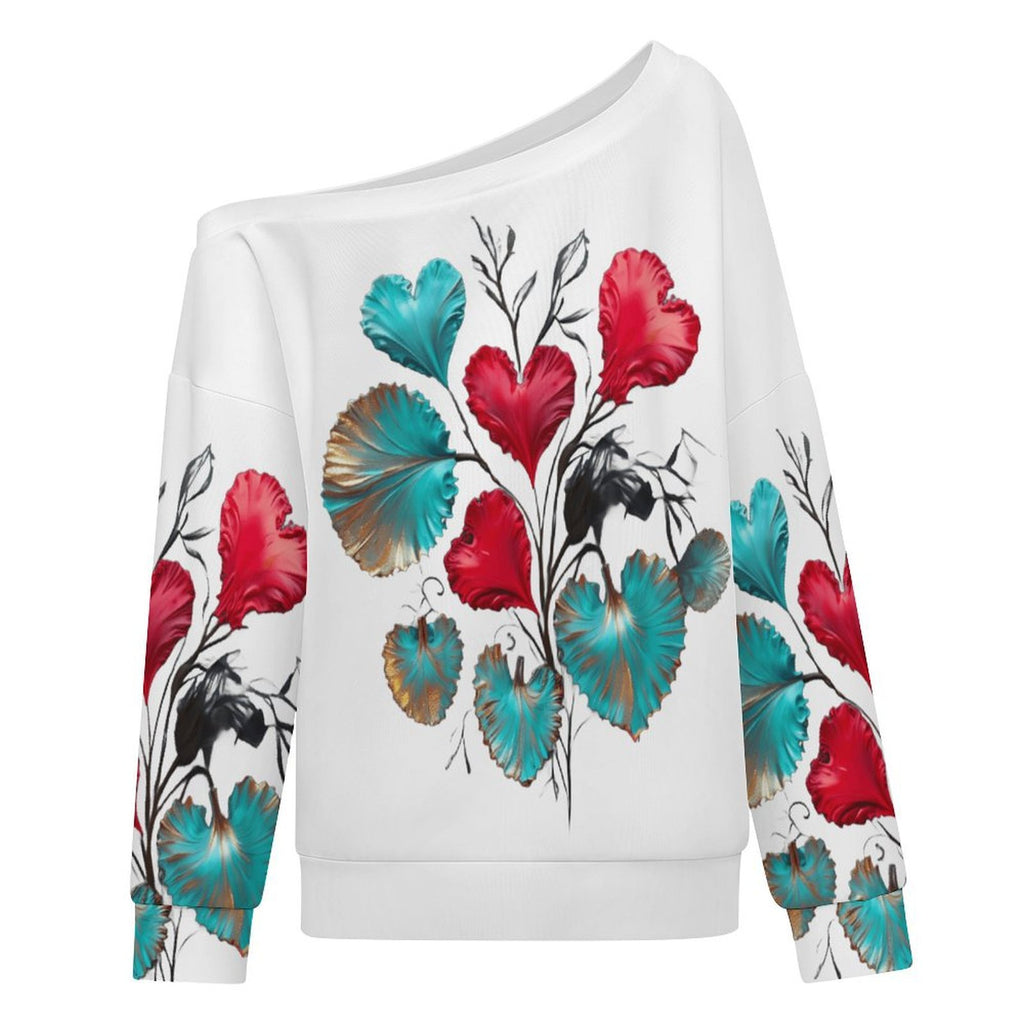 Hearts Grow Fonder Women's Off-shoulder Long Sleeve Sweatshirt