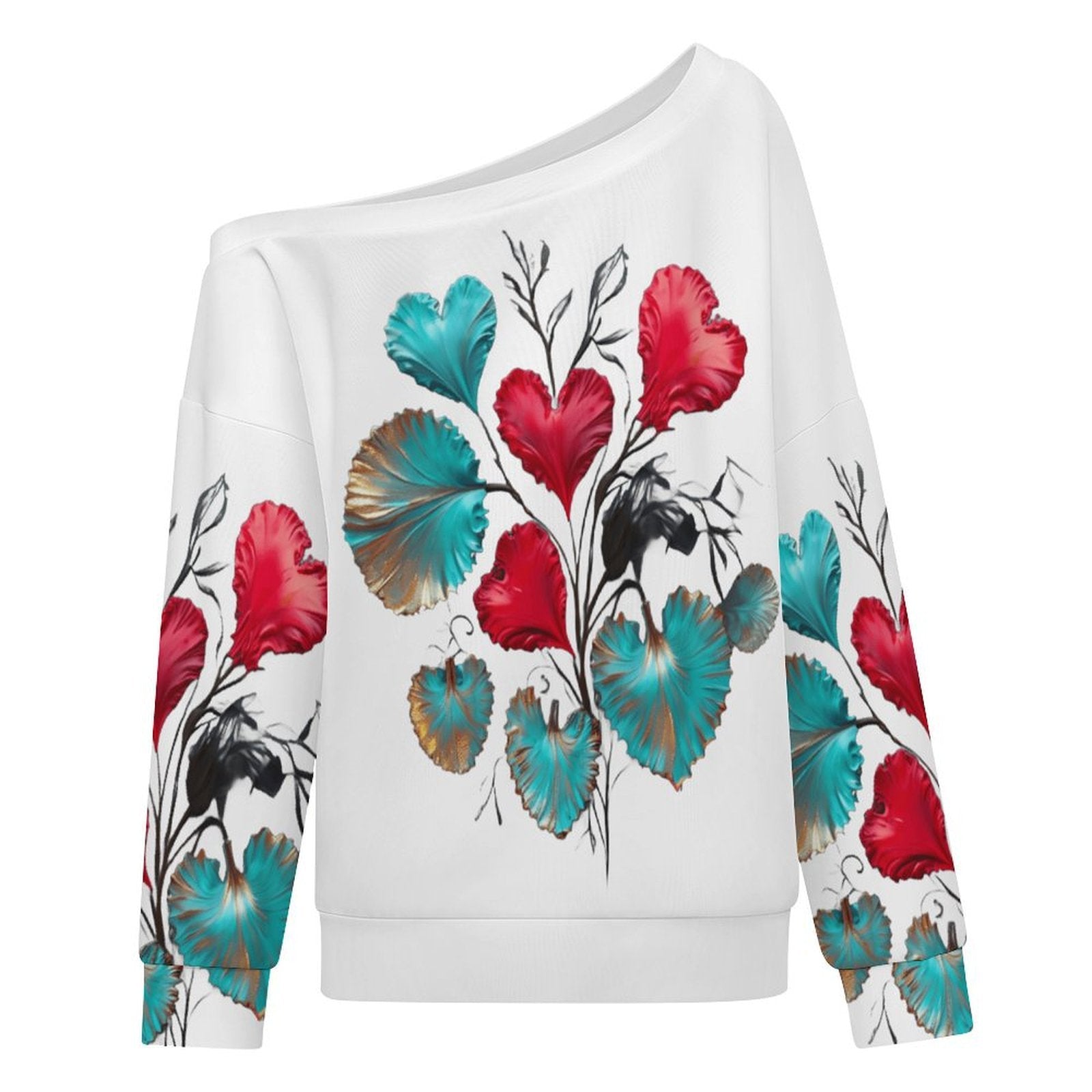 Hearts Grow Fonder Women's Off-shoulder Long Sleeve Sweatshirt
