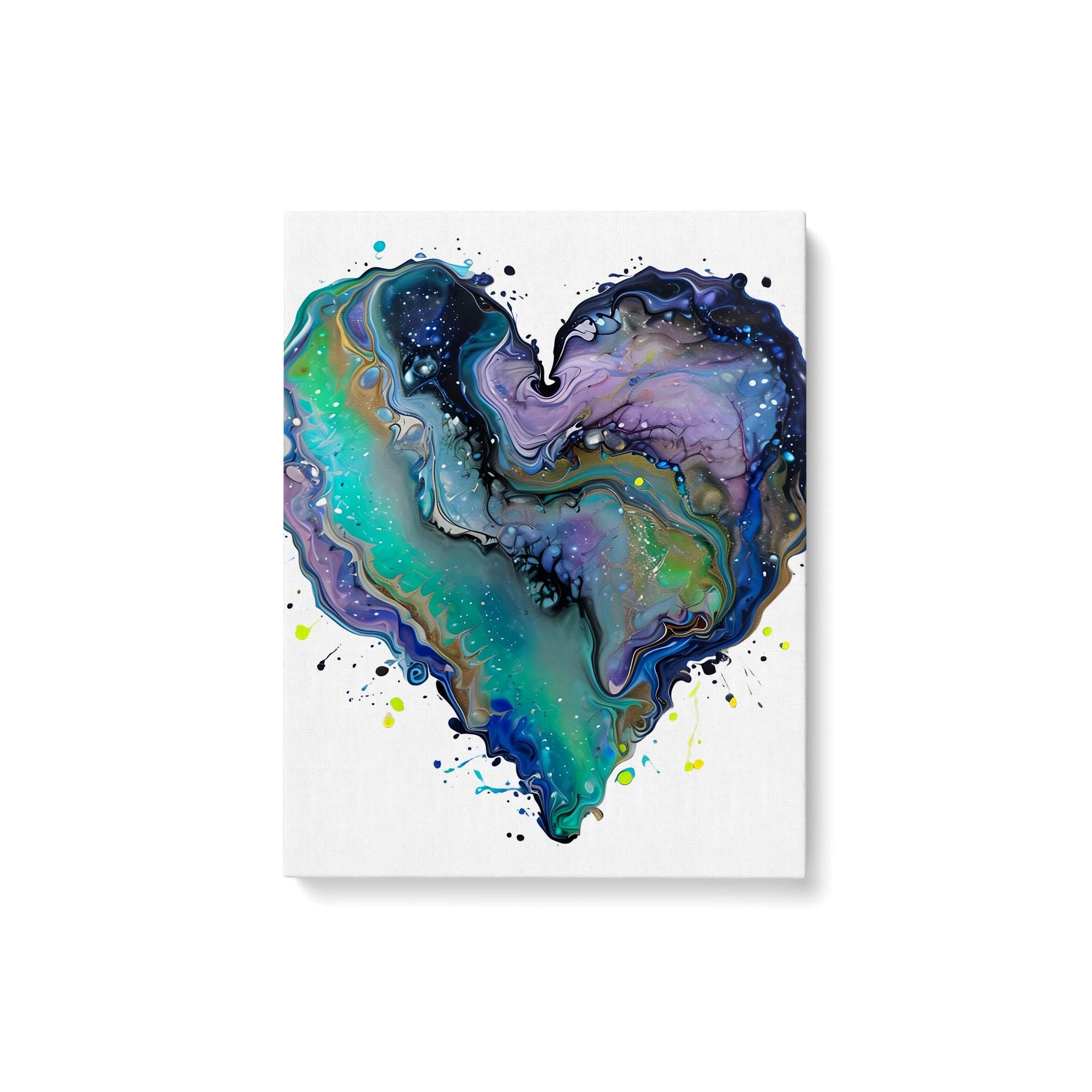 Fluid Art Heart Canvas – Modern Abstract Love, 1.25" Depth
