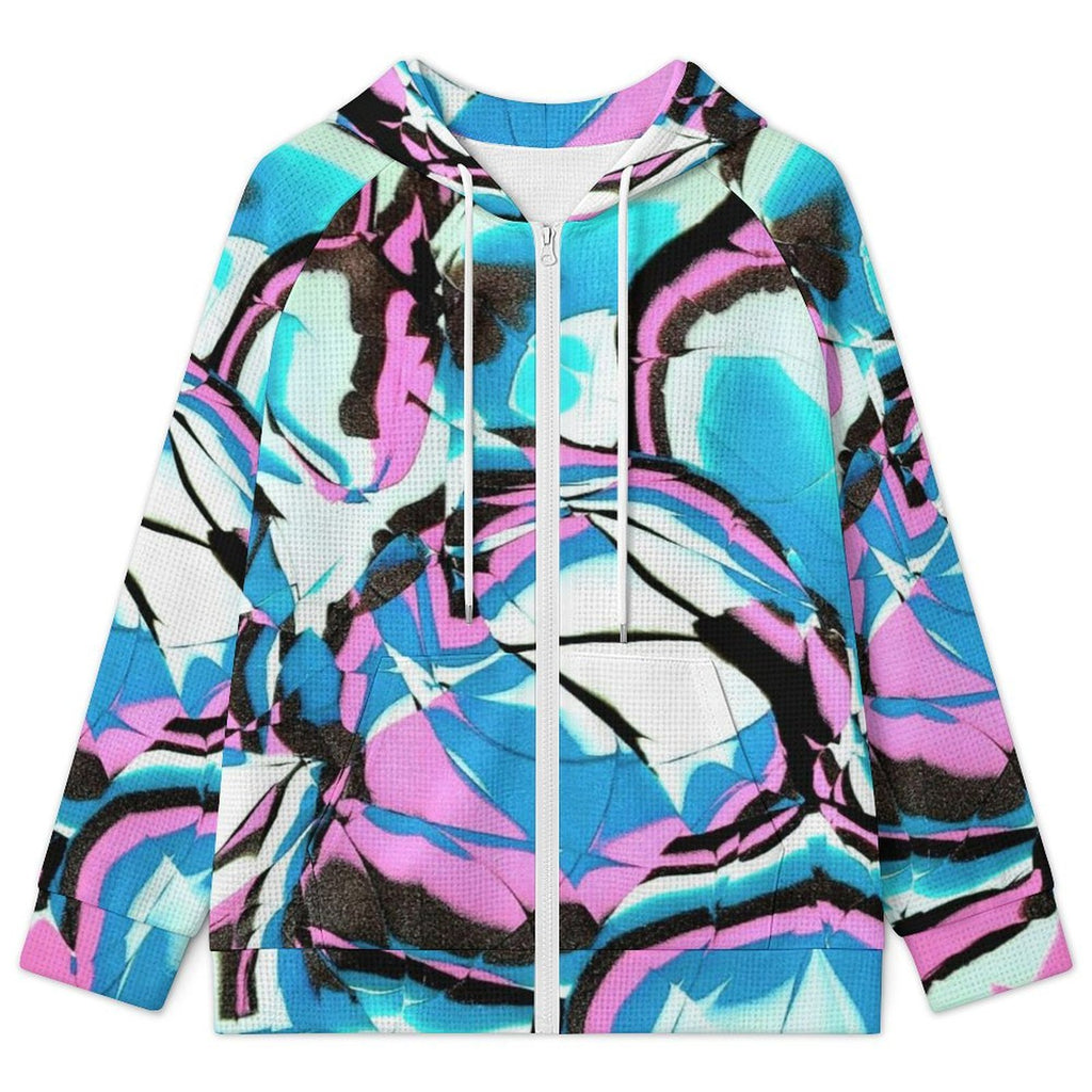 Glow Party - Women's Full-zip Hoodie with Drawstring