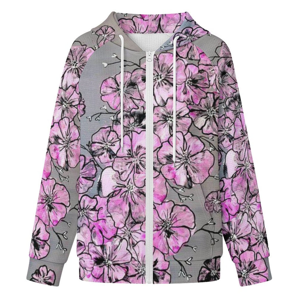 Garden of Hope - Women's Full-zip Hoodie with Drawstring