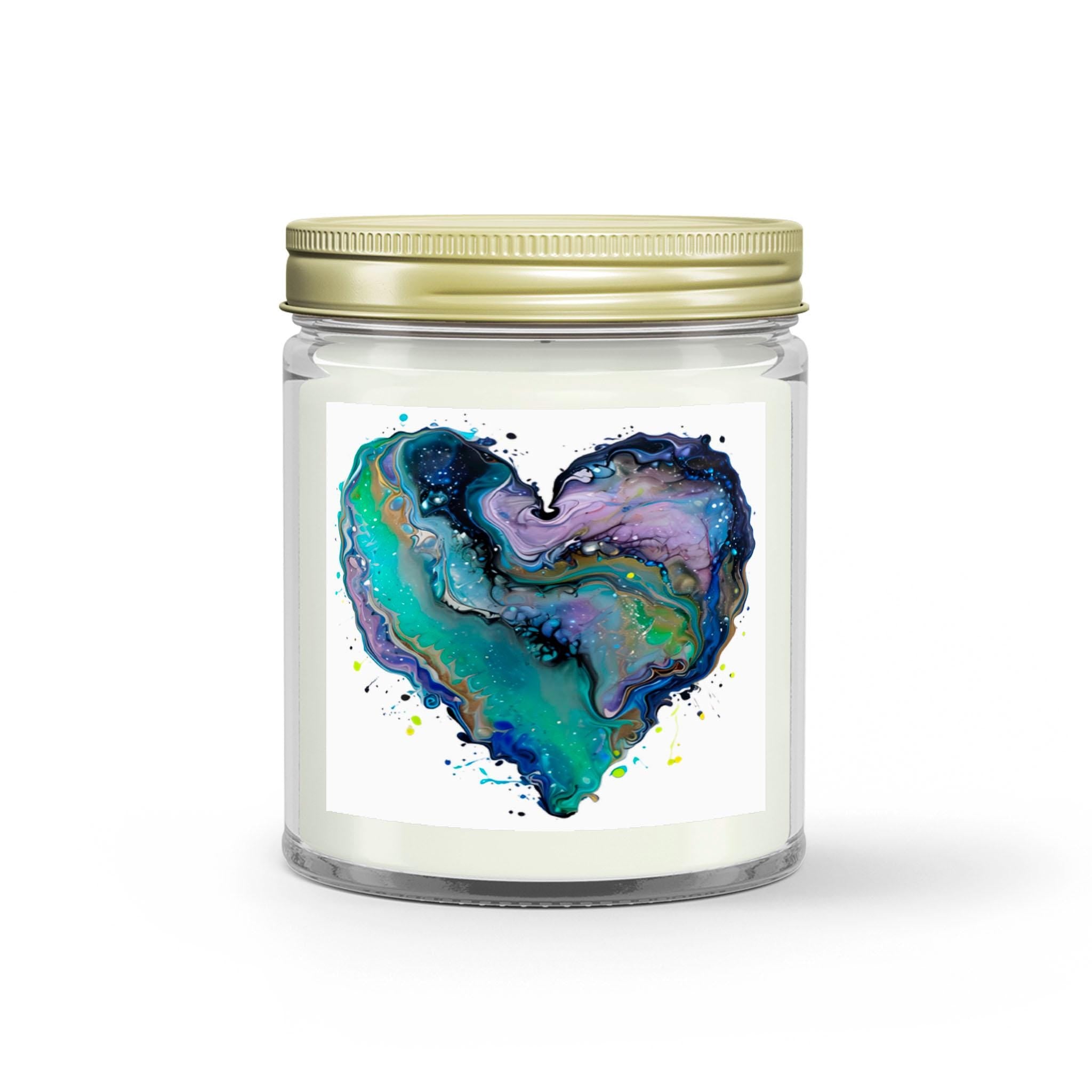 Fluid Art Heart - Glass Jar Scented Candle