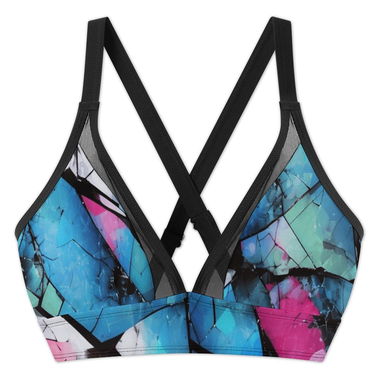 Mystical Mosaic Women's Mesh Drawstring Skirt and Swimsuit Set