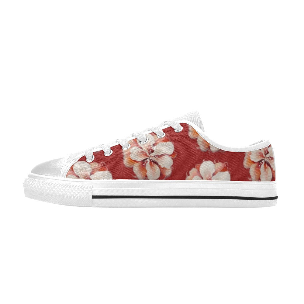 Red Floral - Women's Classic Canvas Shoes
