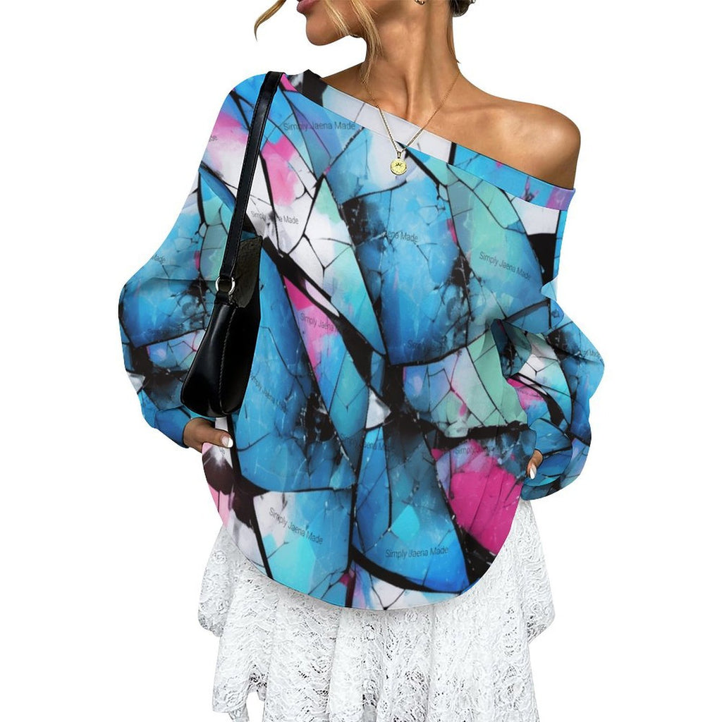 Mystical Mosaic Women's Off-shoulder Long Sleeve Sweatshirt