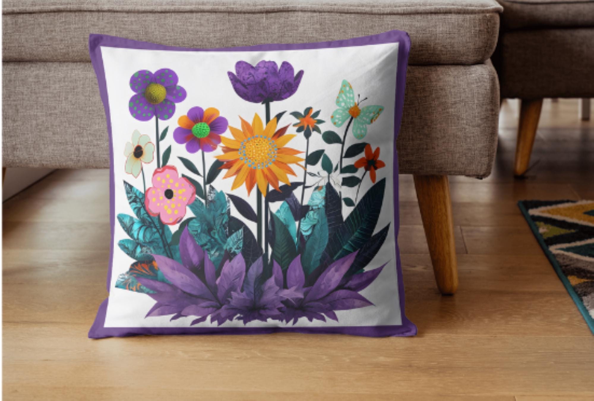 Abstract Purple Garden - Canvas Throw Pillow