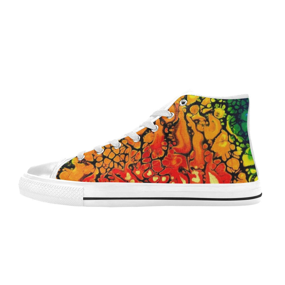 Fire - Men's Classic High-Top Canvas Shoes
